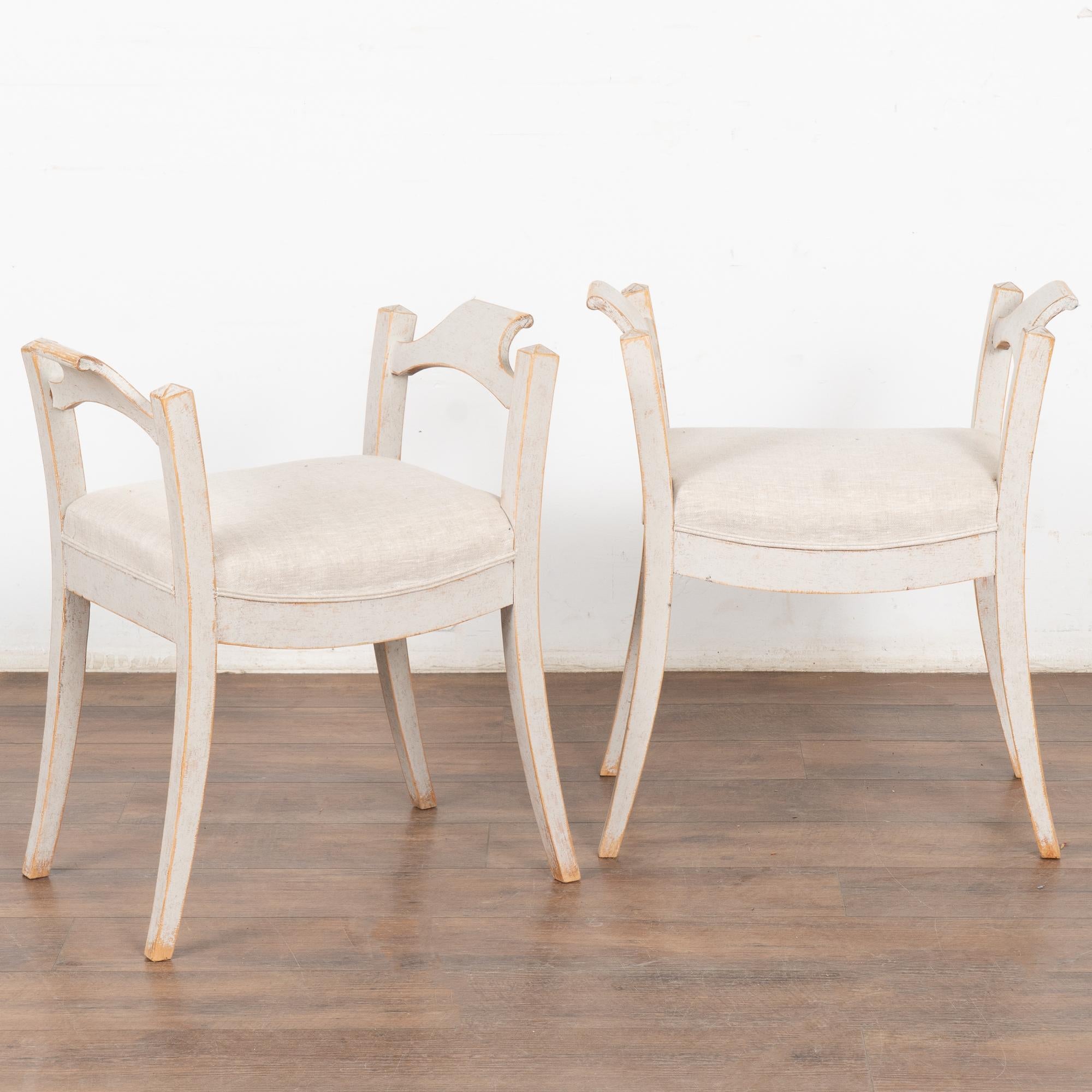 Pair, Gray Swedish Gustavian Tabouret Stools, circa 1890 6