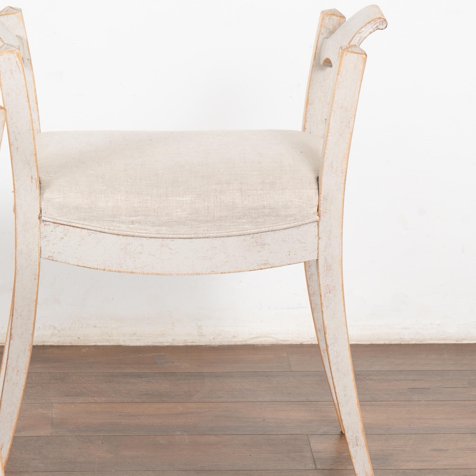 Pair, Gray Swedish Gustavian Tabouret Stools, circa 1890 2