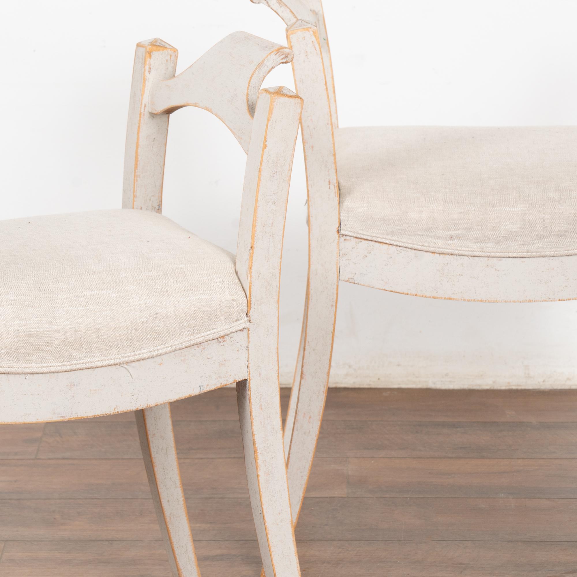 Pair, Gray Swedish Gustavian Tabouret Stools, circa 1890 4