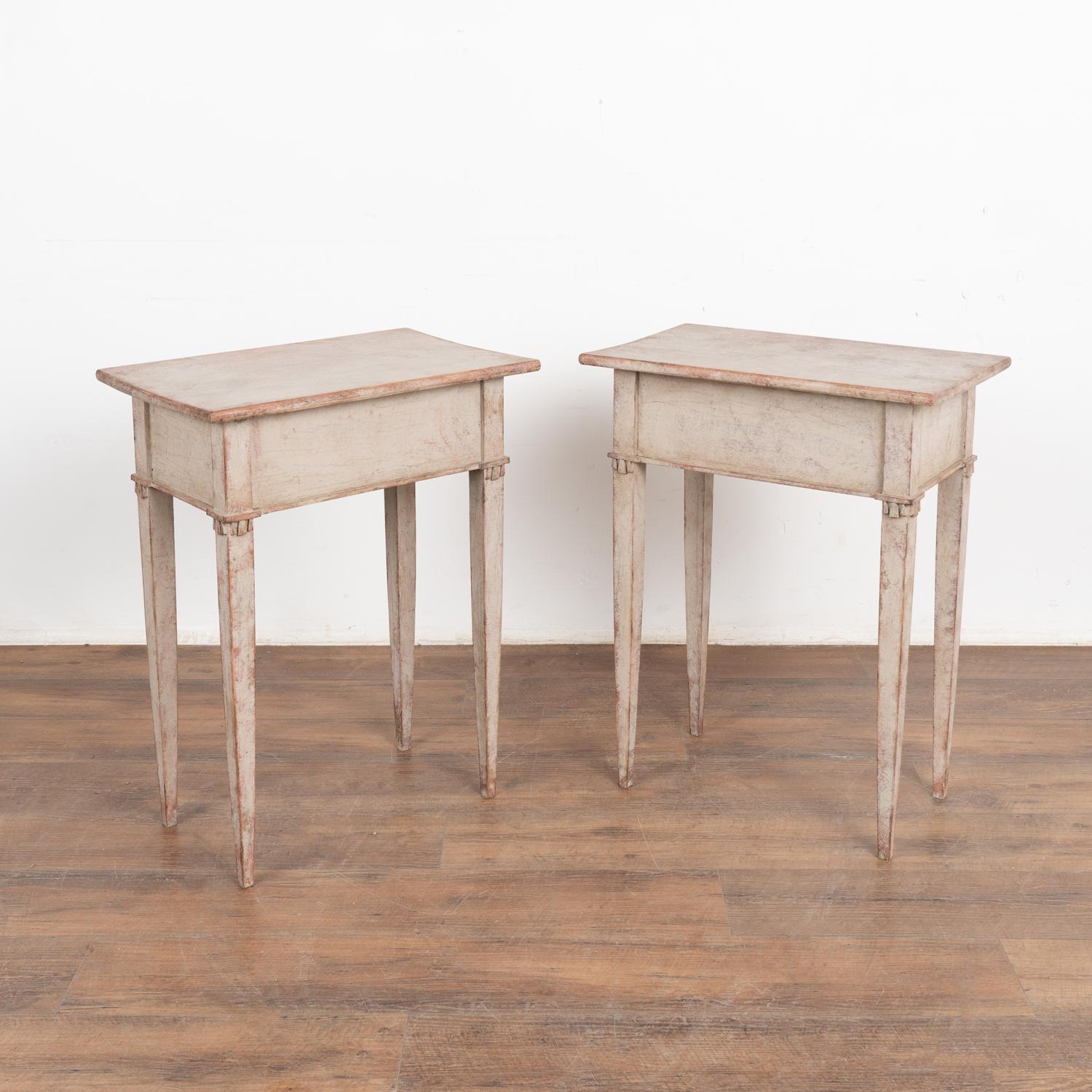 Pair, Gray Swedish Side Tables With Drawer, Circa 1880 4