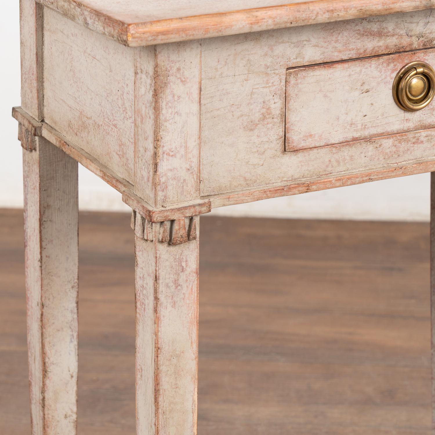 Pair, Gray Swedish Side Tables With Drawer, Circa 1880 1