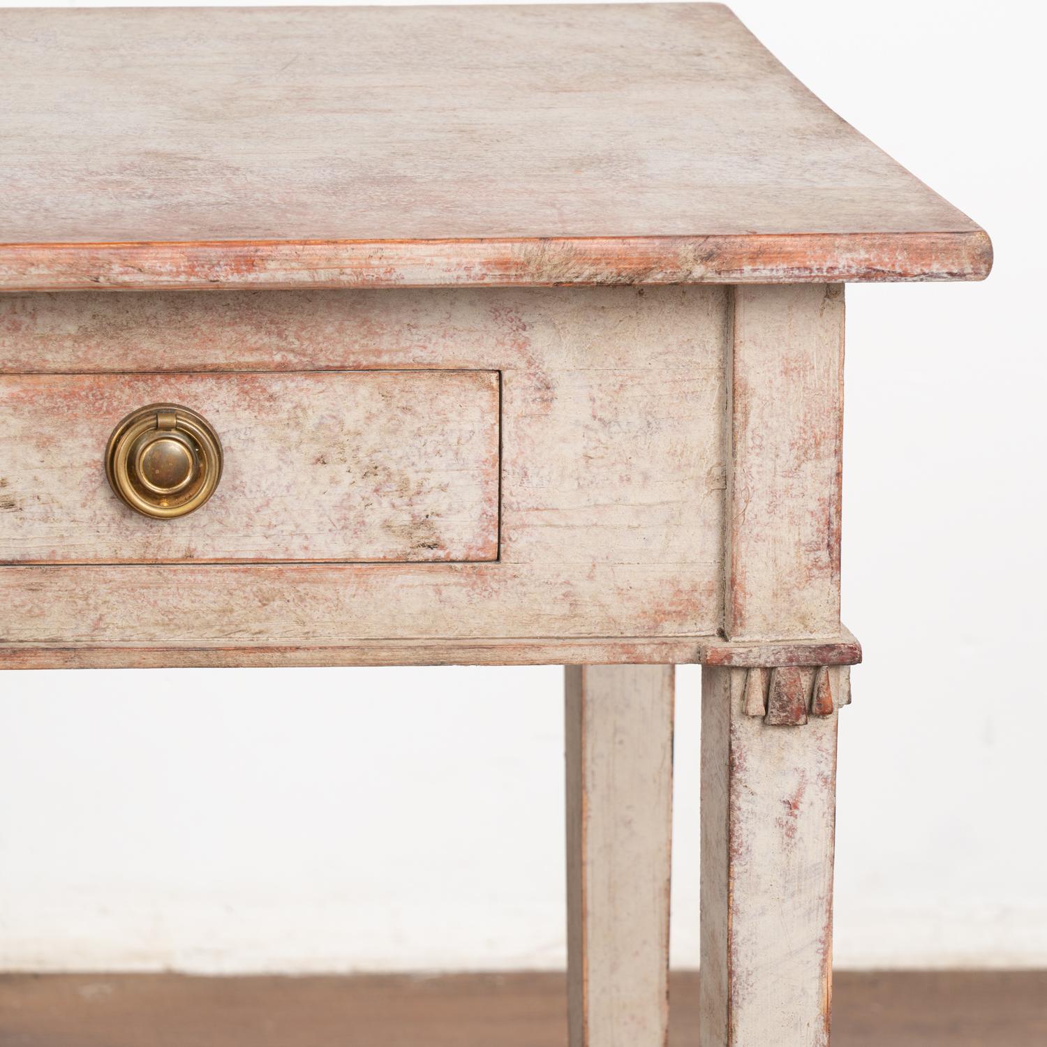 Pair, Gray Swedish Side Tables With Drawer, Circa 1880 3
