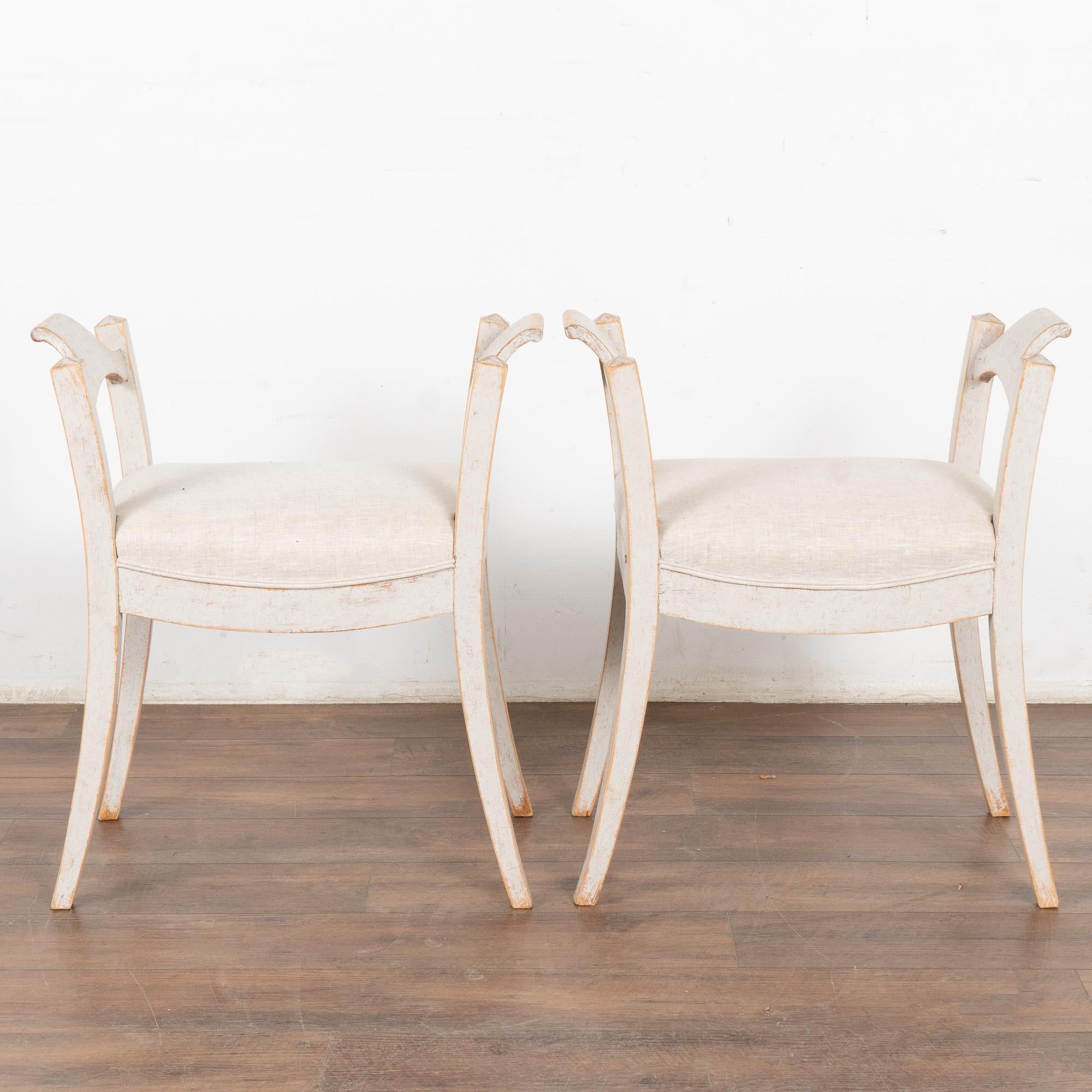 Pair, Gray Swedish Tabouret Stools, circa 1890 In Good Condition In Round Top, TX