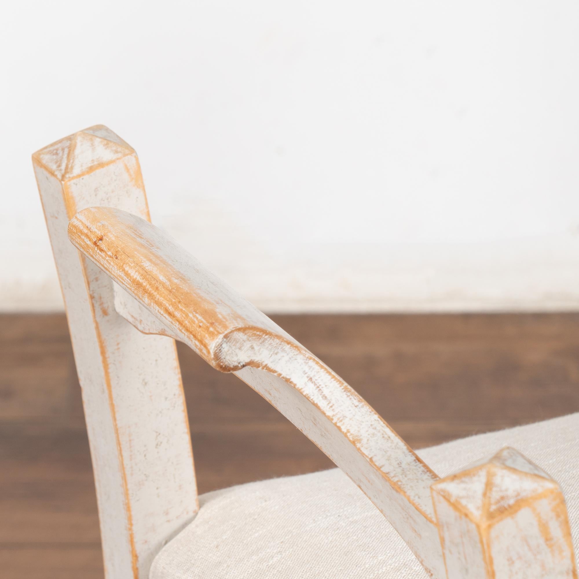 Linen Pair, Gray Swedish Tabouret Stools, circa 1890