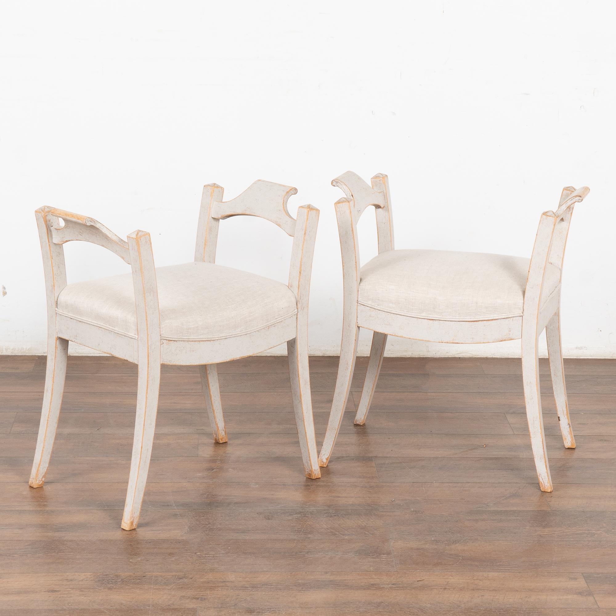 Pair, Gray Swedish Tabouret Stools, circa 1890 3