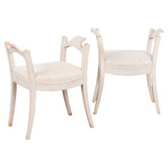 Pair, Gray Swedish Tabouret Stools, circa 1890