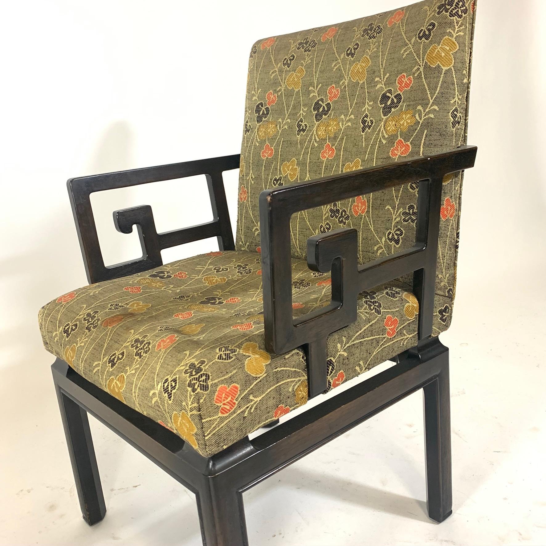 Pair of Greek Key Far East for Baker Chinoiserie Armchairs by Michael Taylor 2