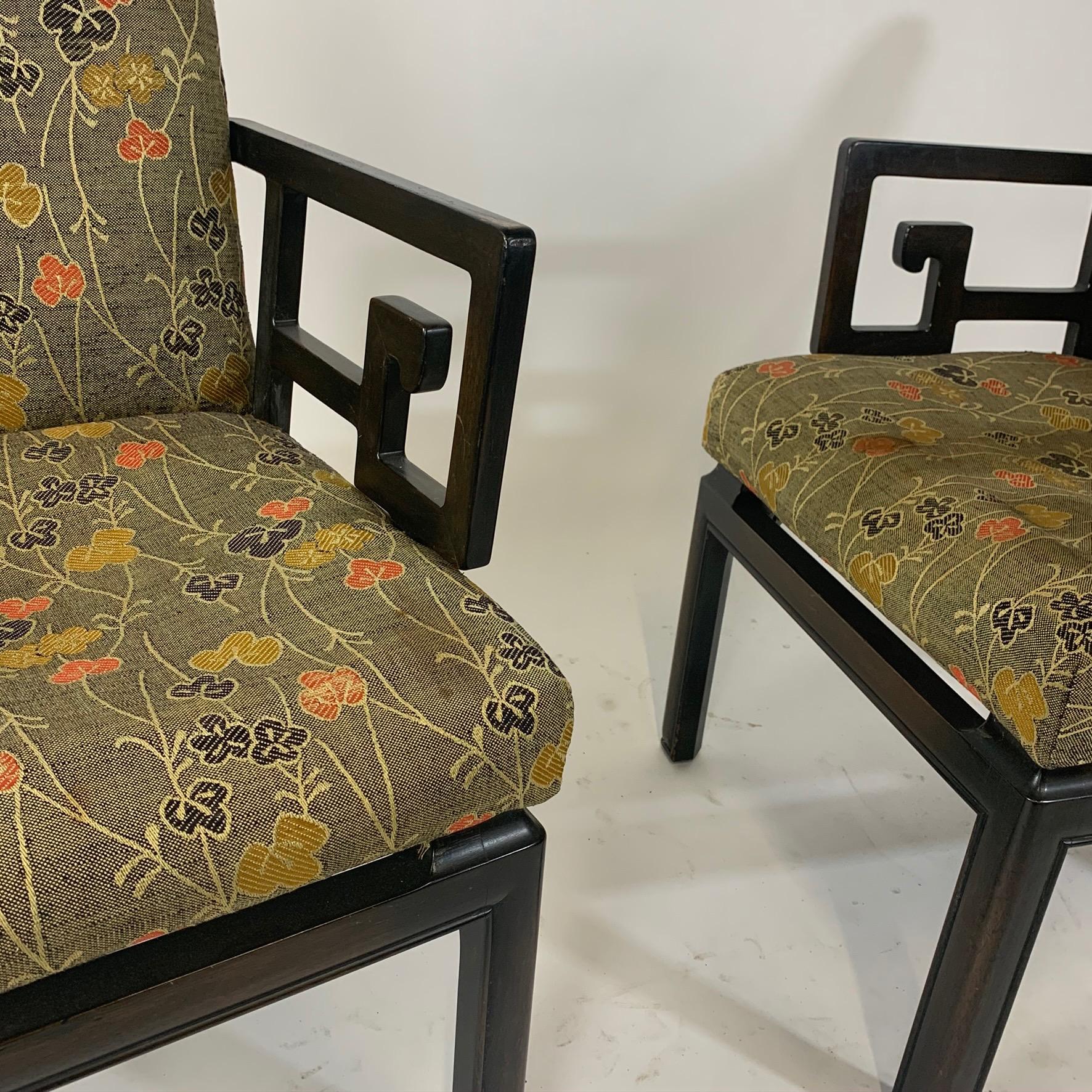 Pair of Greek Key Far East for Baker Chinoiserie Armchairs by Michael Taylor 3