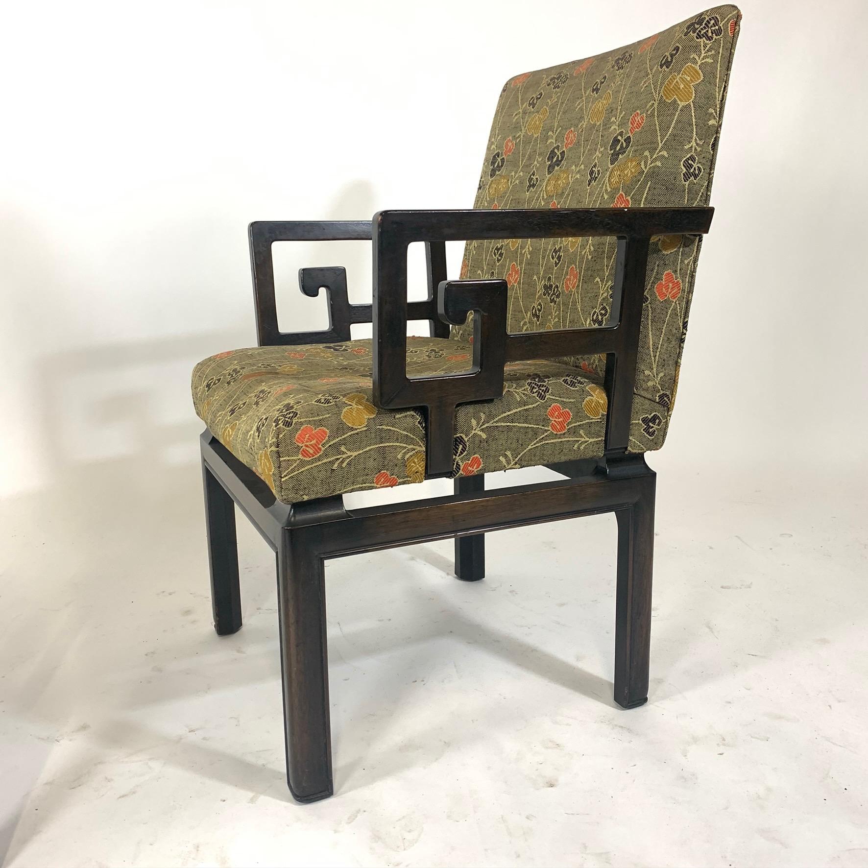 Pair of Greek Key Far East for Baker Chinoiserie Armchairs by Michael Taylor 4