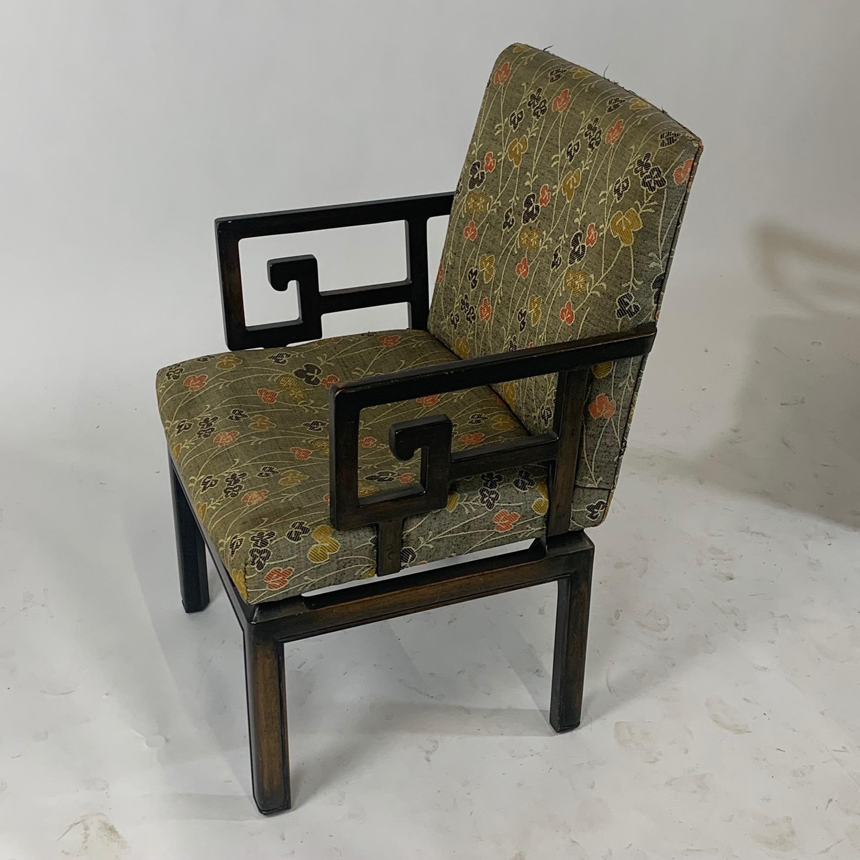 Pair of Greek Key Far East for Baker Chinoiserie Armchairs by Michael Taylor 8