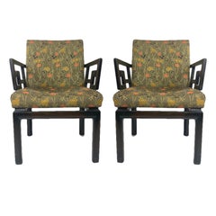 Pair of Greek Key Far East for Baker Chinoiserie Armchairs by Michael Taylor