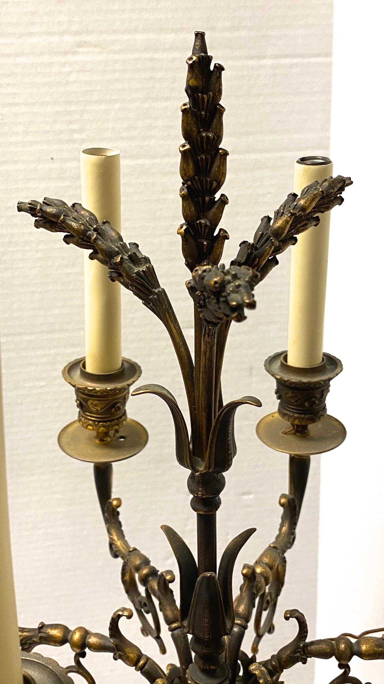 Pareja de candelabros de bronce del renacimiento griego F. Barbediene en venta 4
