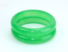 Par de pulseras brazalete de cristal verde estilo jadeíta