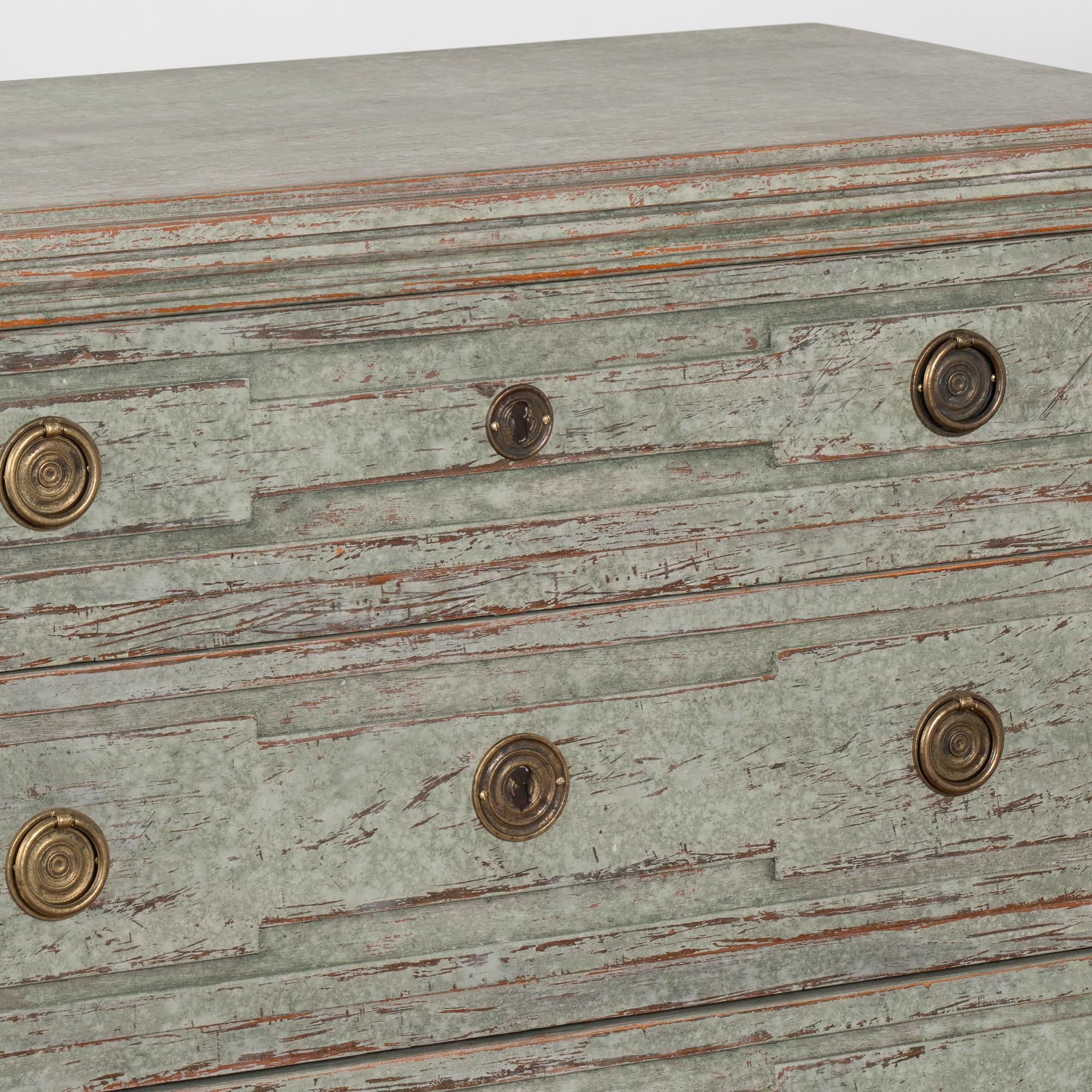 Pair, Green Gustavian Chest of Drawers from Sweden circa 1860 4