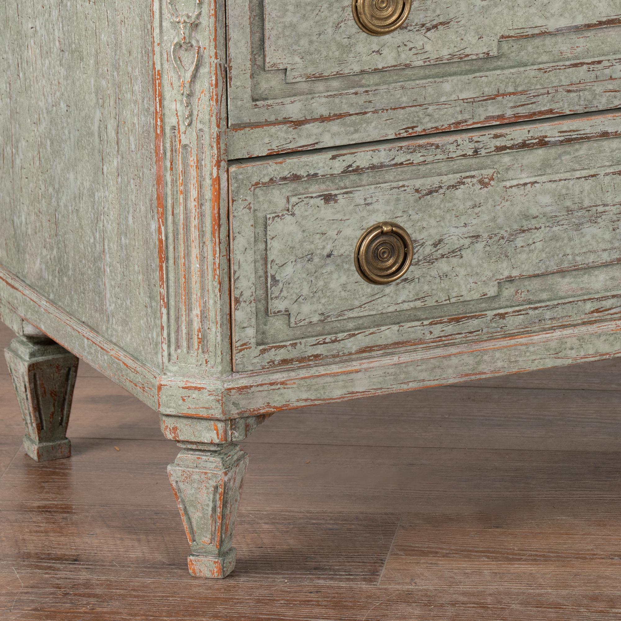 Pair, Green Gustavian Chest of Drawers from Sweden circa 1860 5