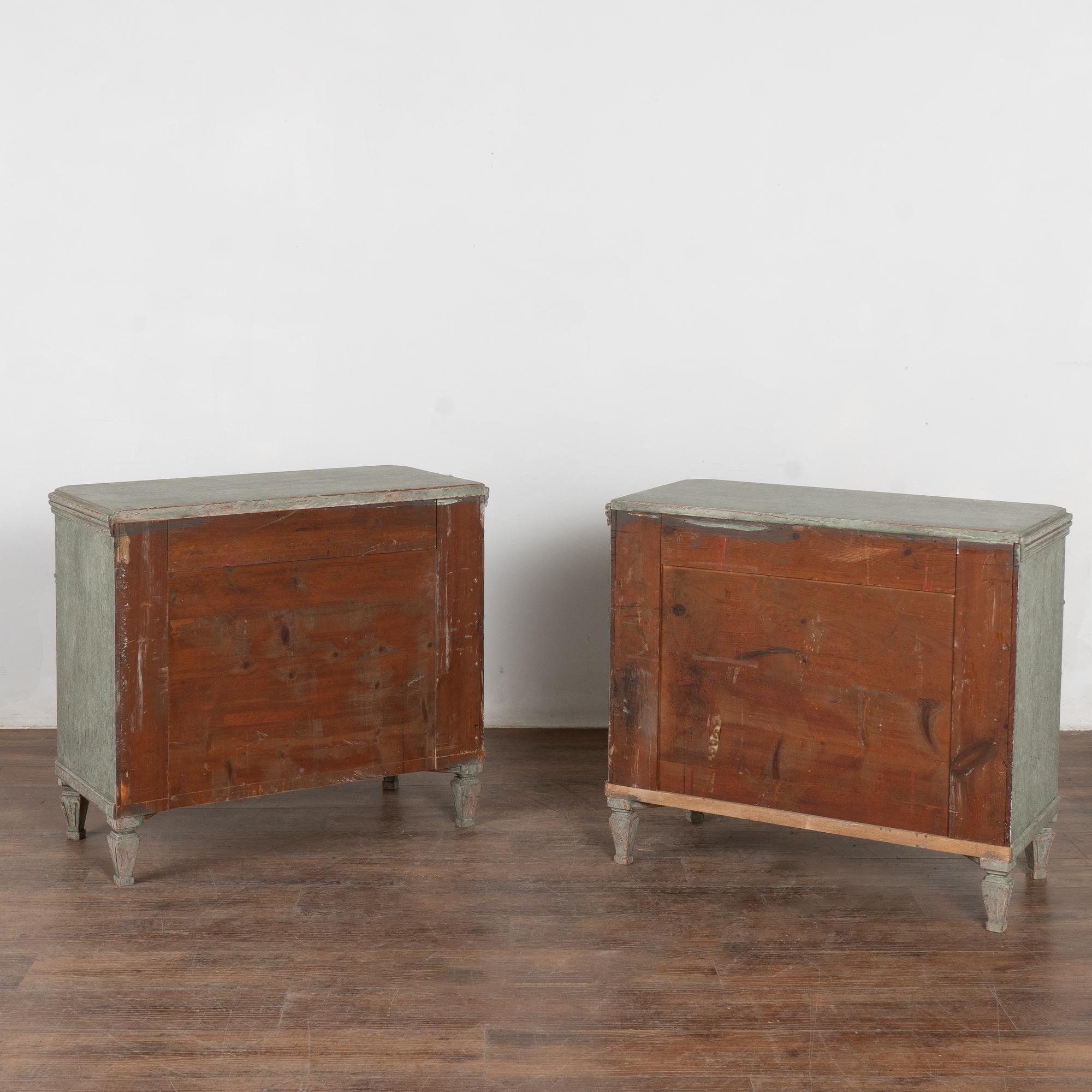 Pair, Green Gustavian Chest of Drawers from Sweden circa 1860 7