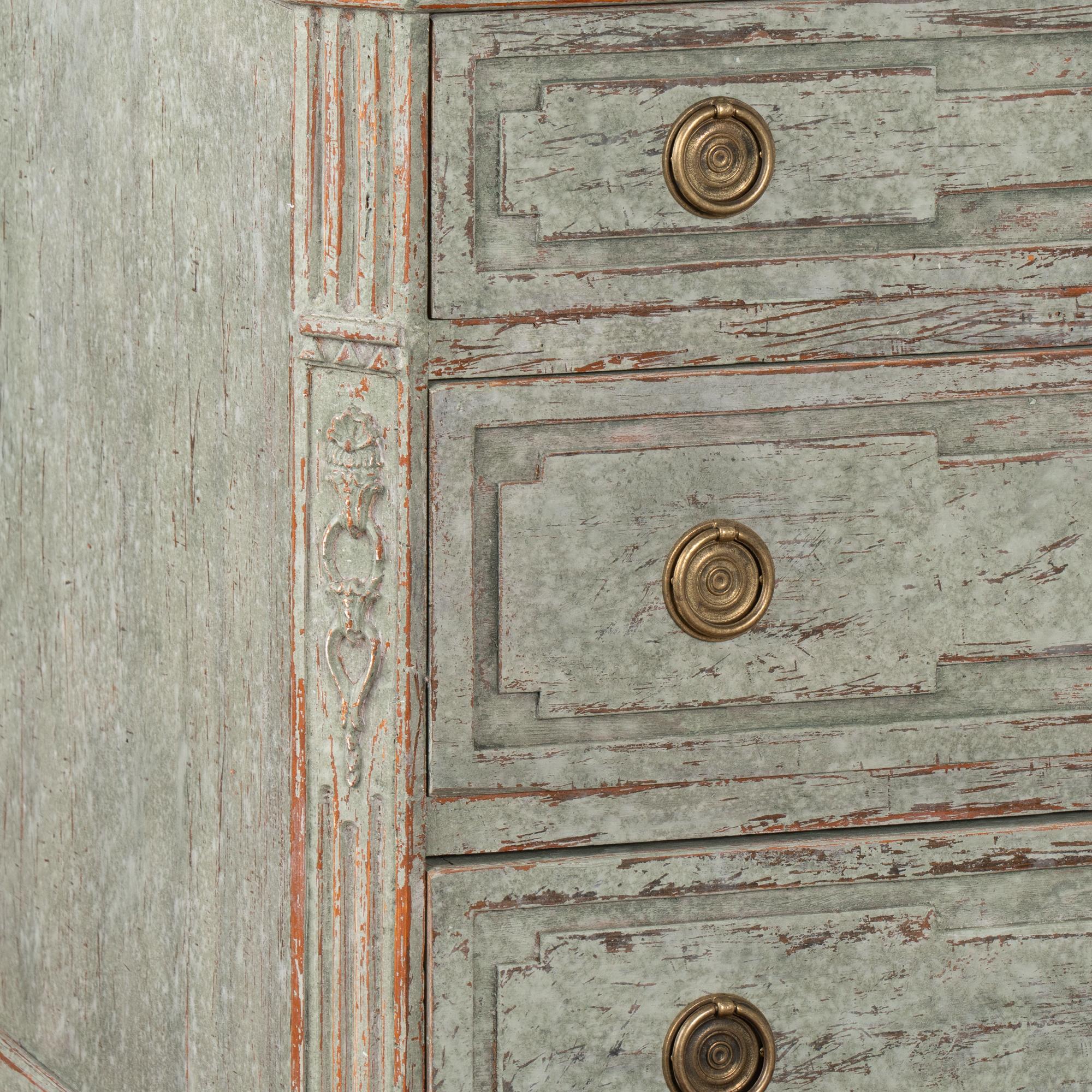 Pair, Green Gustavian Chest of Drawers from Sweden circa 1860 2