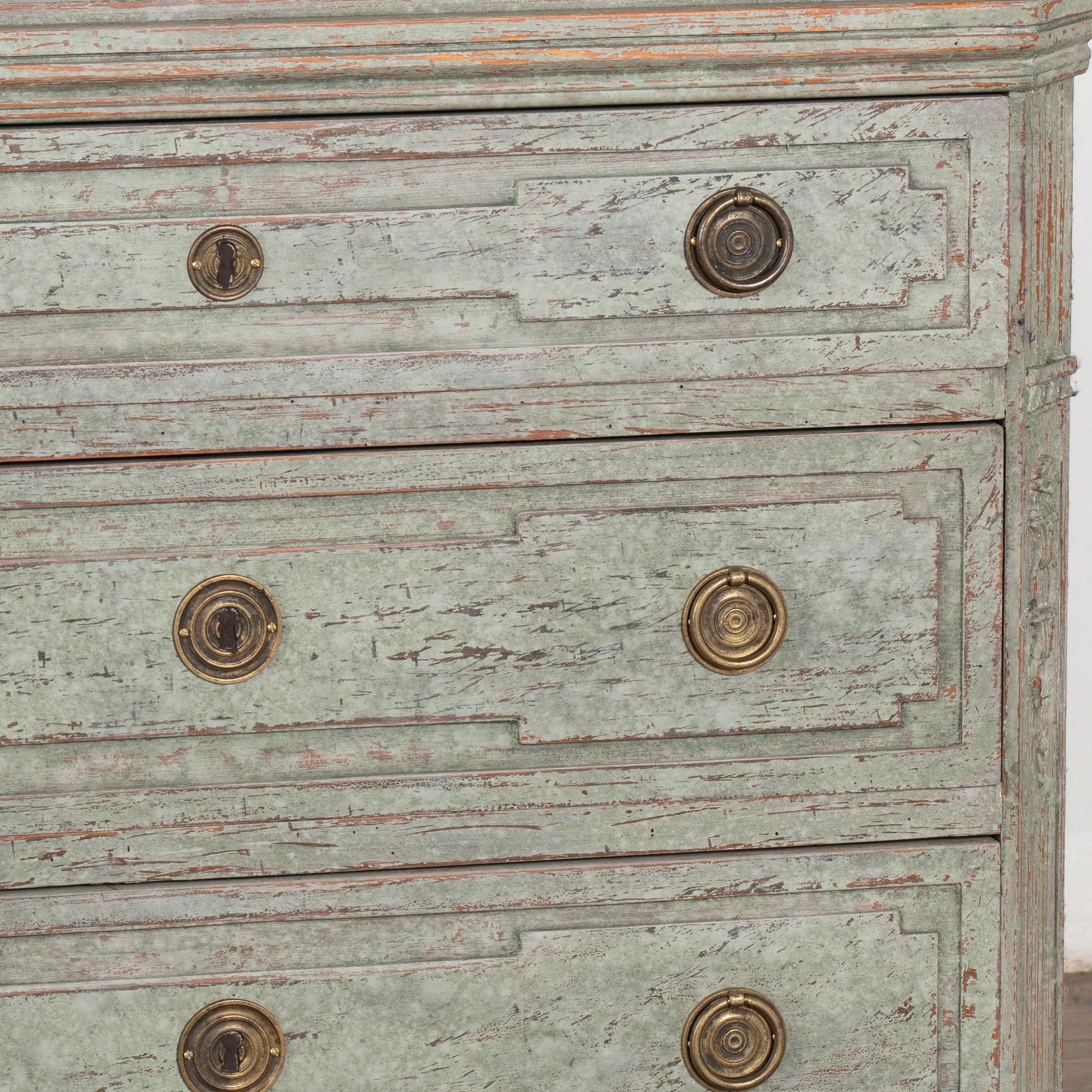 Pair, Green Gustavian Chest of Drawers from Sweden circa 1860 3