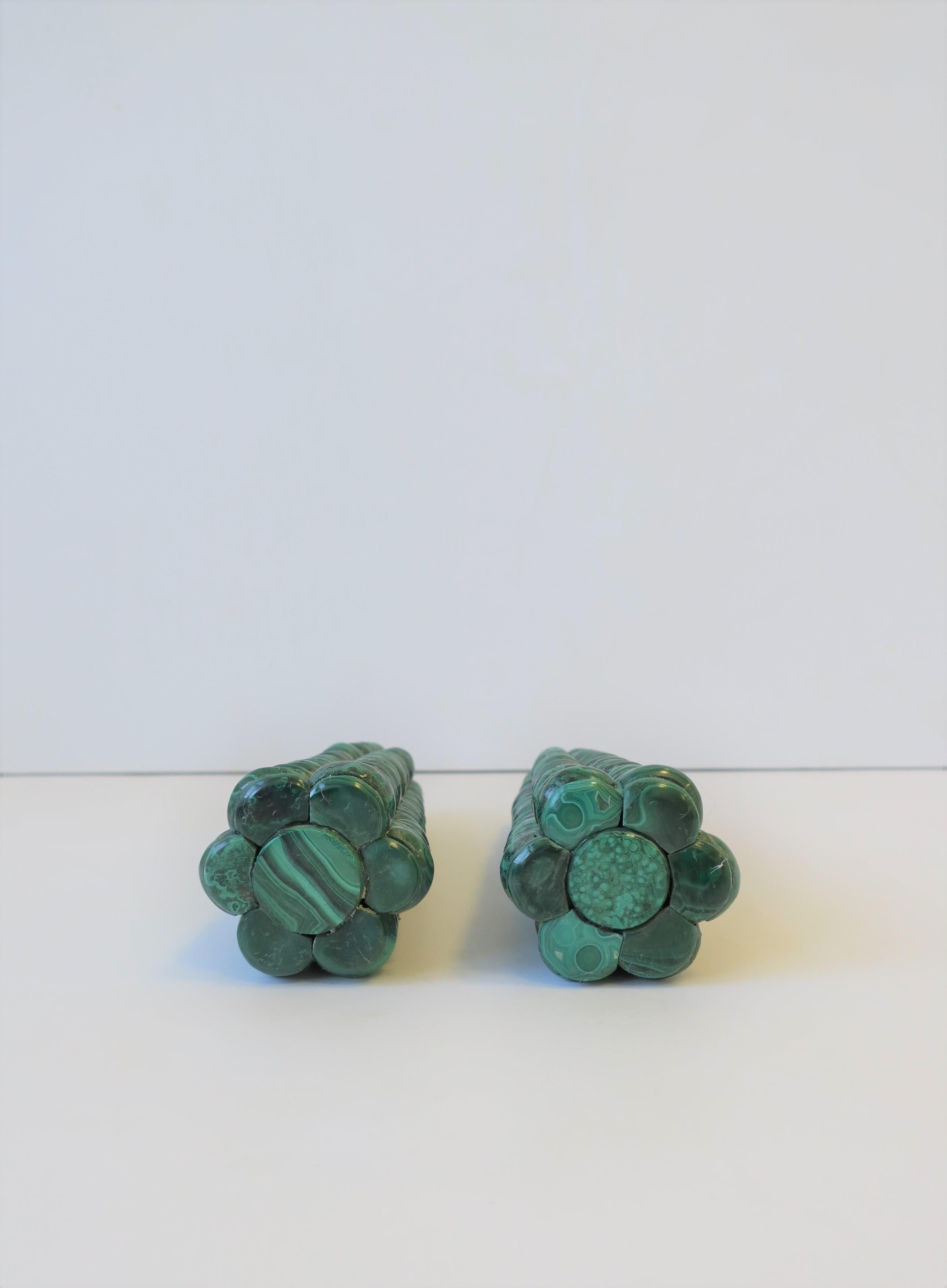 Pair of Green Malachite 'Corn-on-the-Cob' Obelisks 1