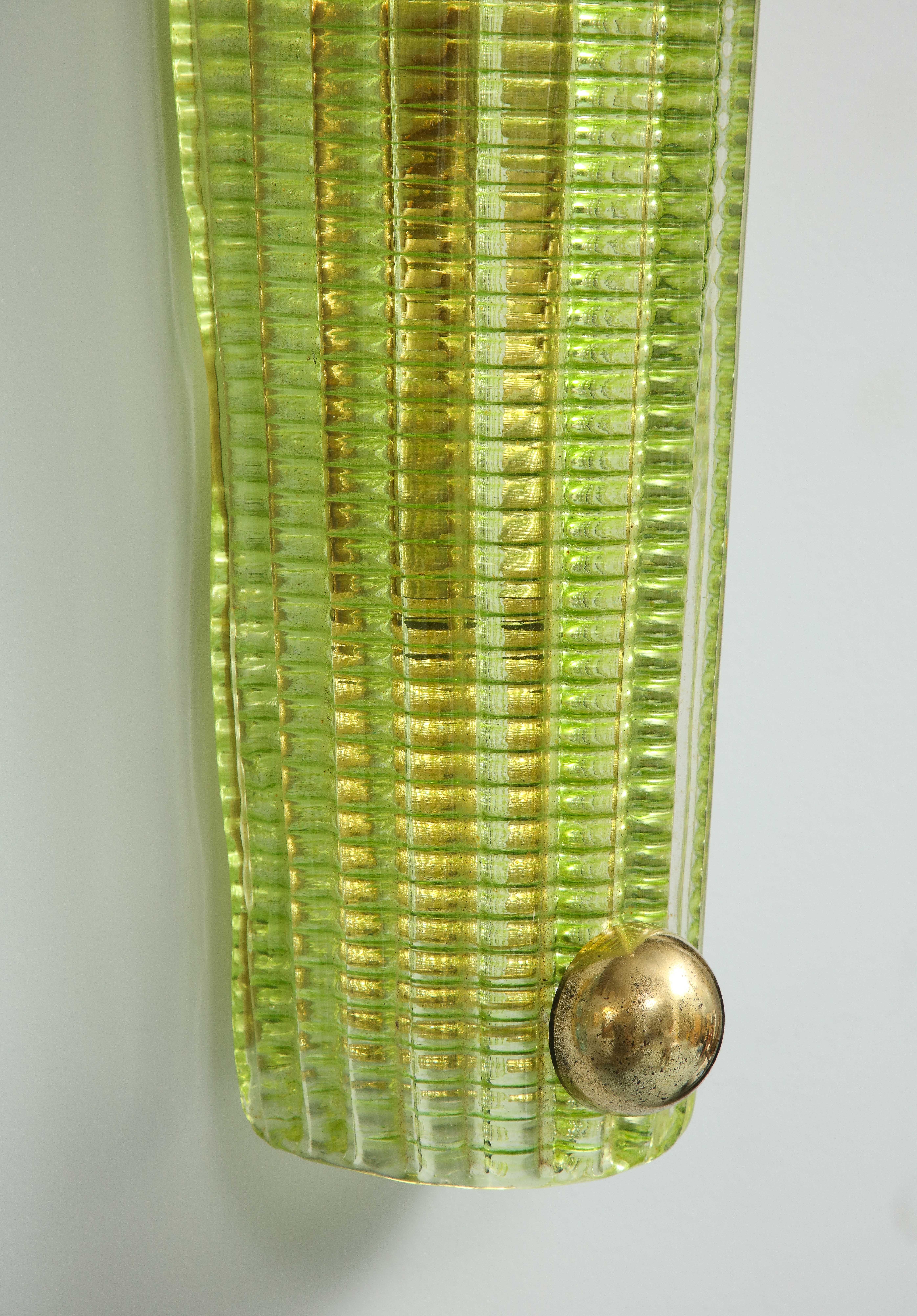 Pair Green Murano Sconces For Sale 2
