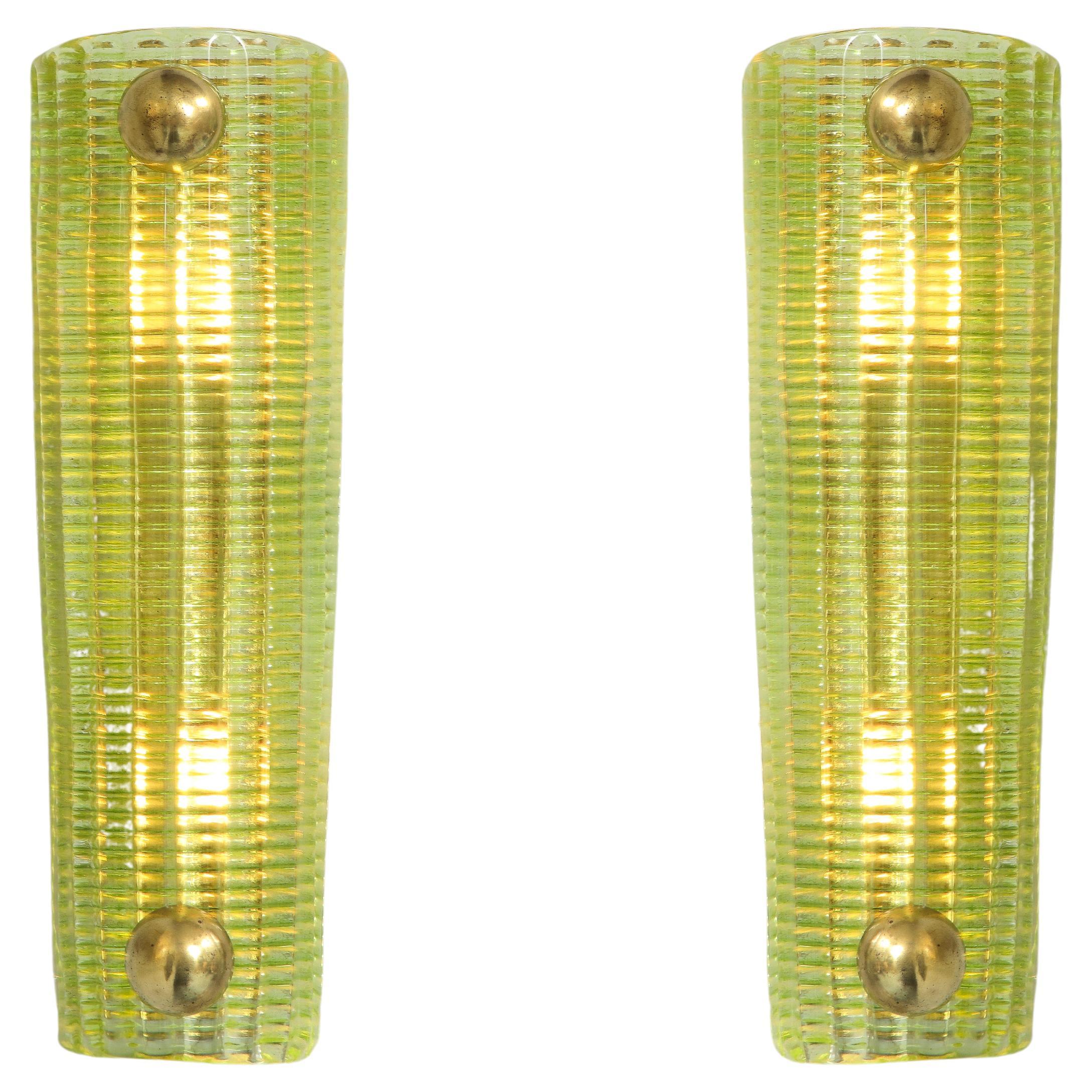 Pair Green Murano Sconces For Sale