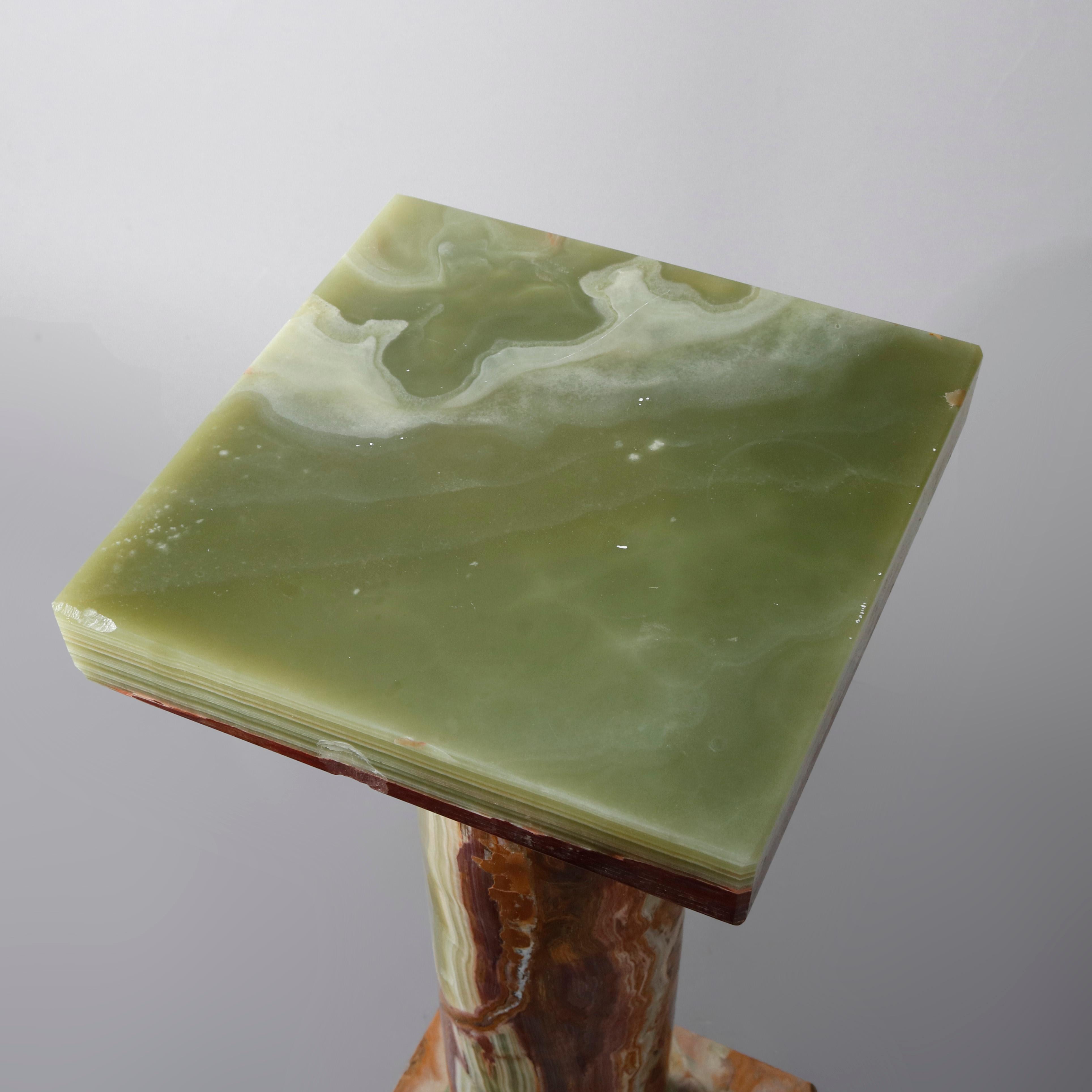 Classical Greek Pair Green Onyx Classical Doric Greek Column Sculpture Display Pedestals, 20th C