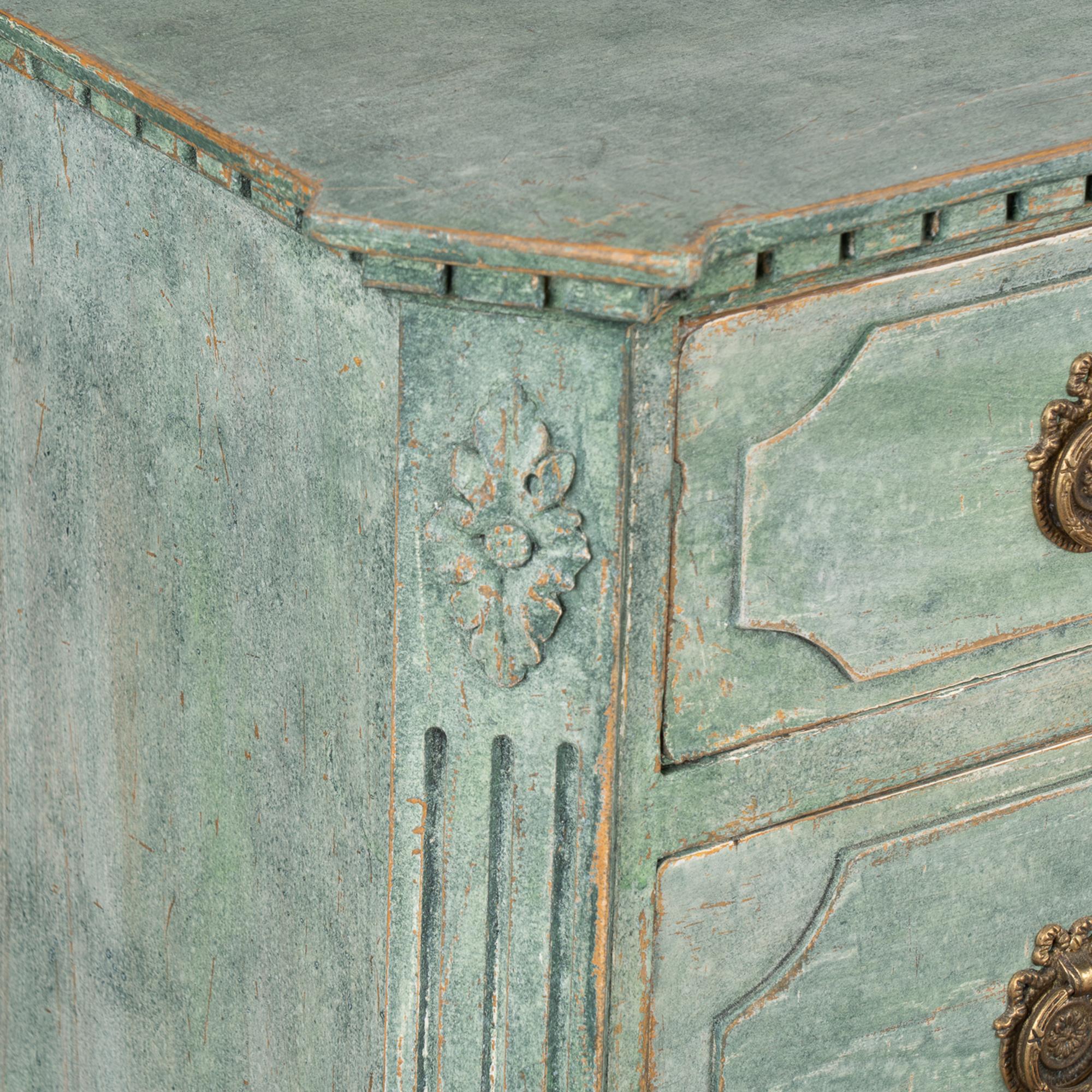 Pair, Green Painted Gustavian Chest of Drawers, Sweden circa 1860-80 1