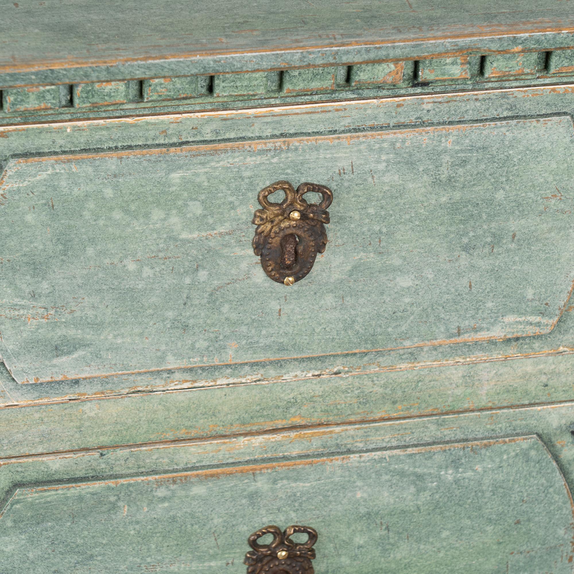Pair, Green Painted Gustavian Chest of Drawers, Sweden circa 1860-80 2