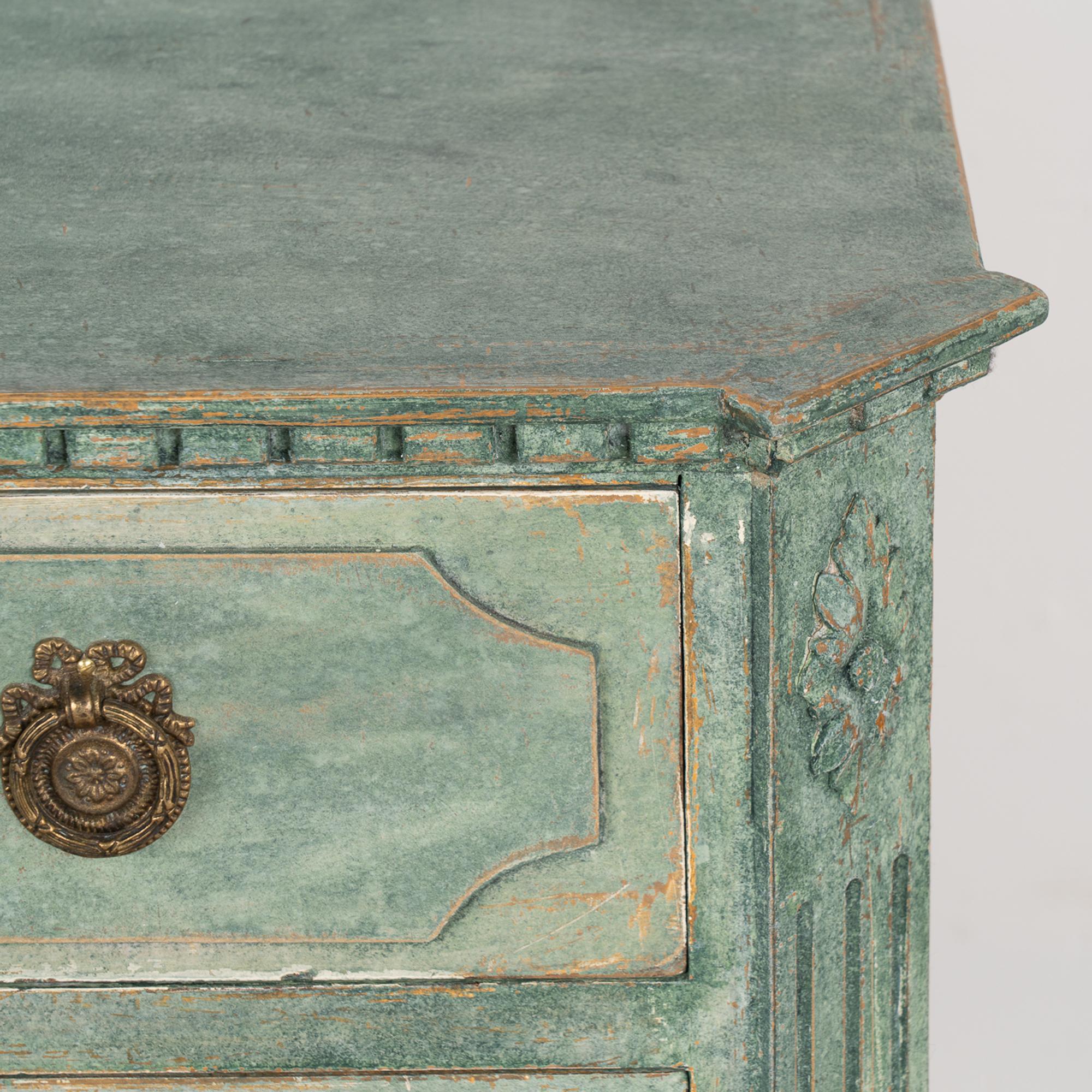 Pair, Green Painted Gustavian Chest of Drawers, Sweden circa 1860-80 3