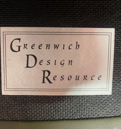 Pair Greenwich Design Custom Olive Green Leather Chesterfield Wing Back Chairs
