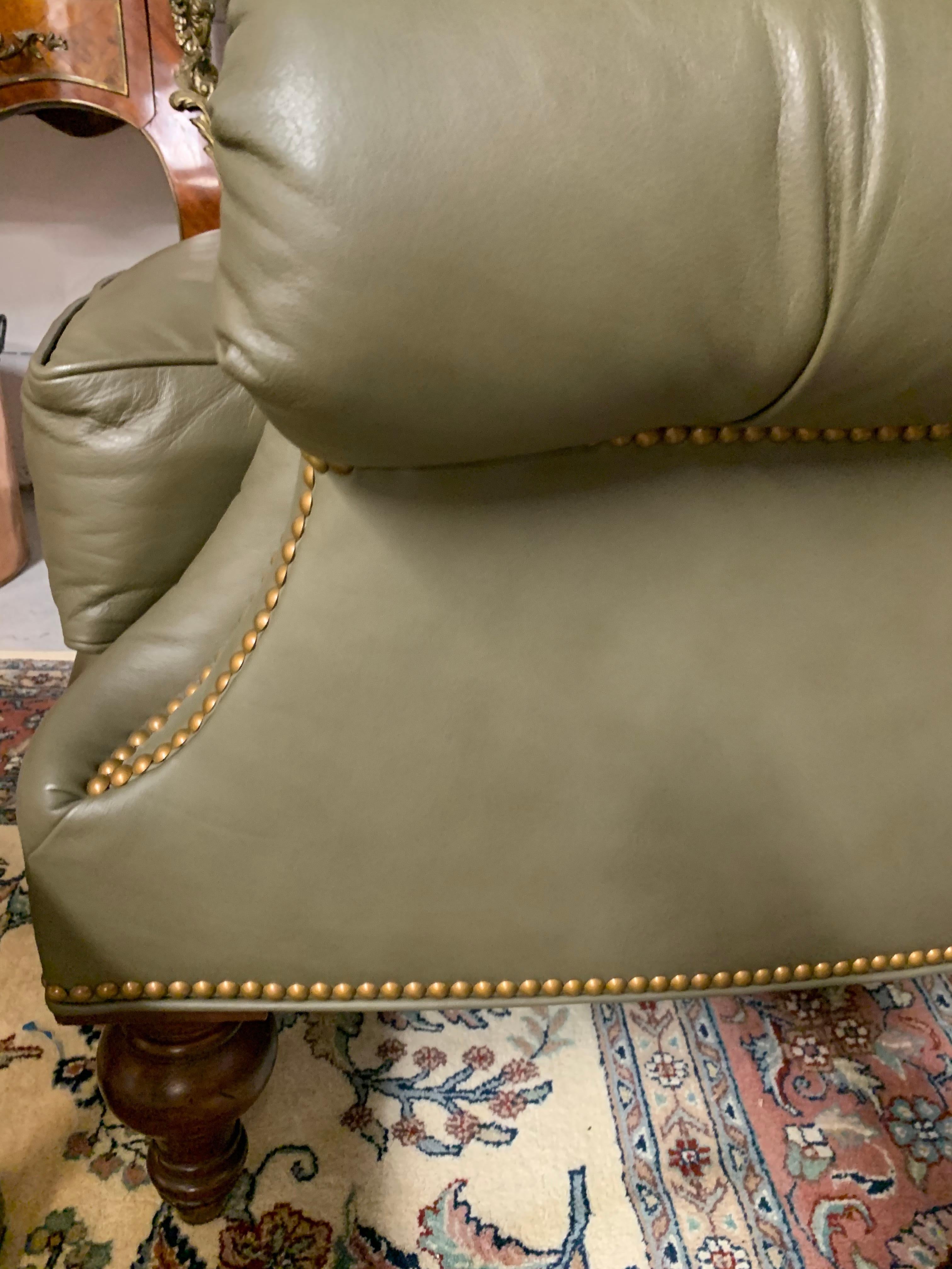 olive green wingback chair