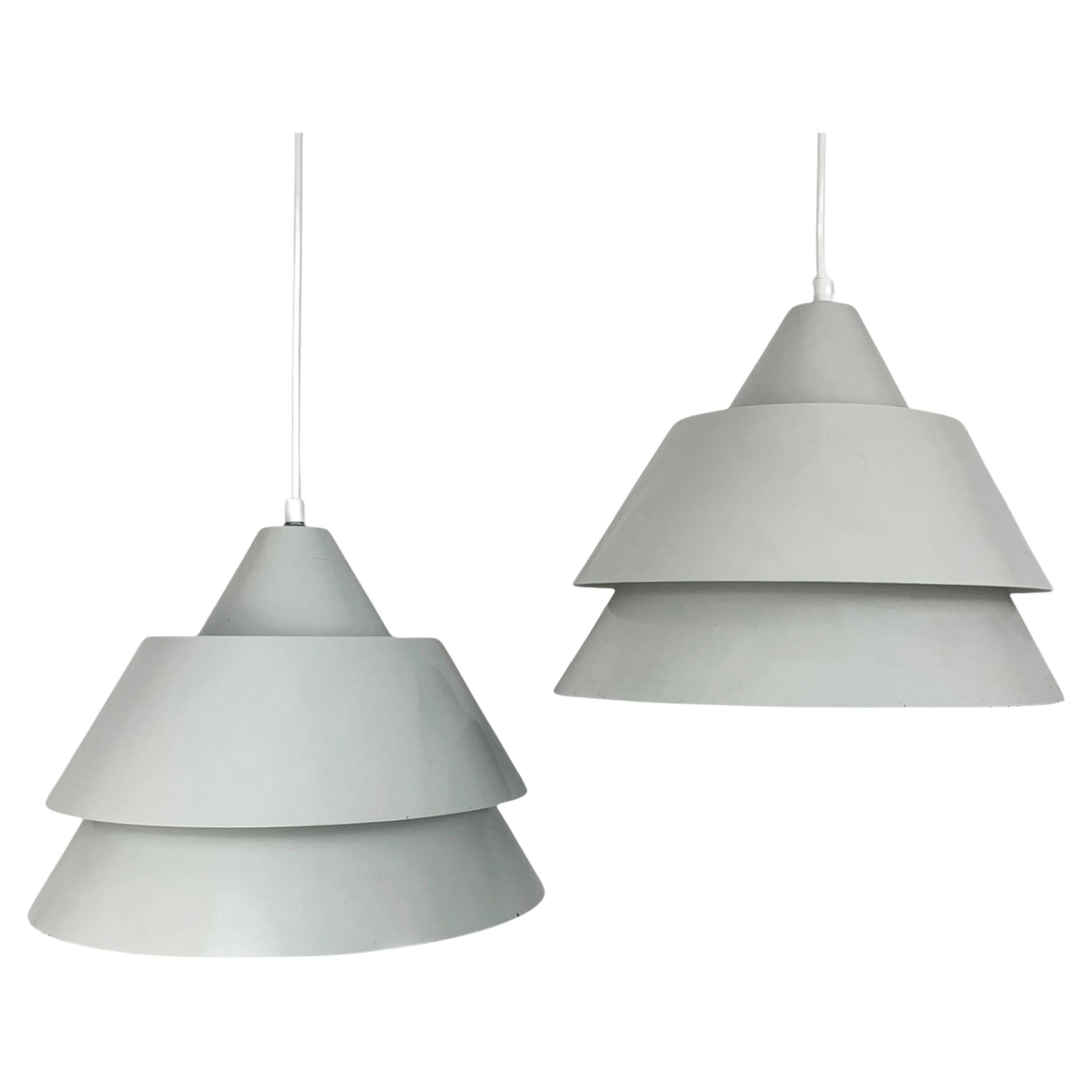 Coppia di lampade a sospensione grigie della zona danese di Jo Hammerborg per Fog & Morup 1960