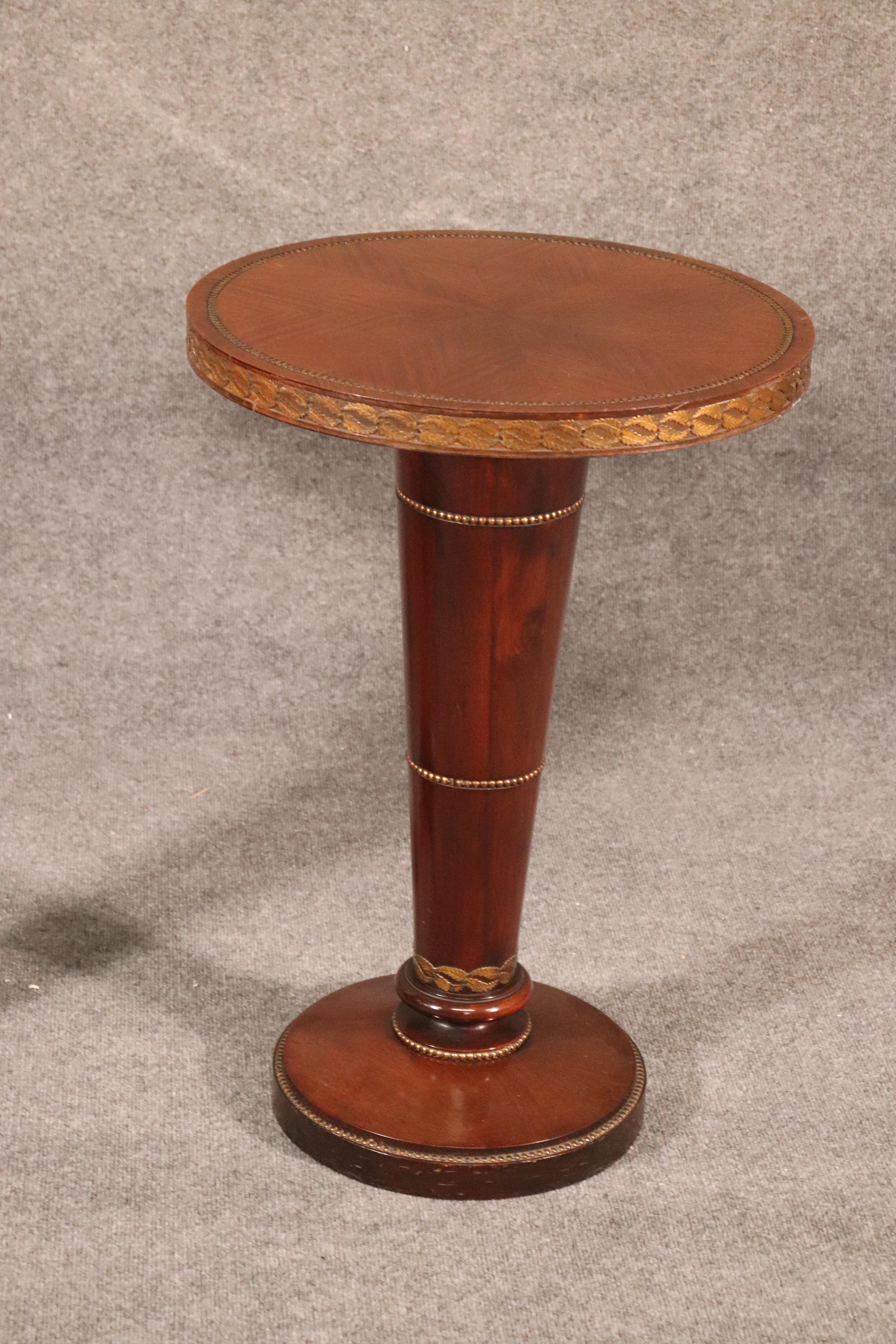 Hollywood Regency Pair of Grosfeld House Attributed Mahogany and Bronze Mounted Side End Tables