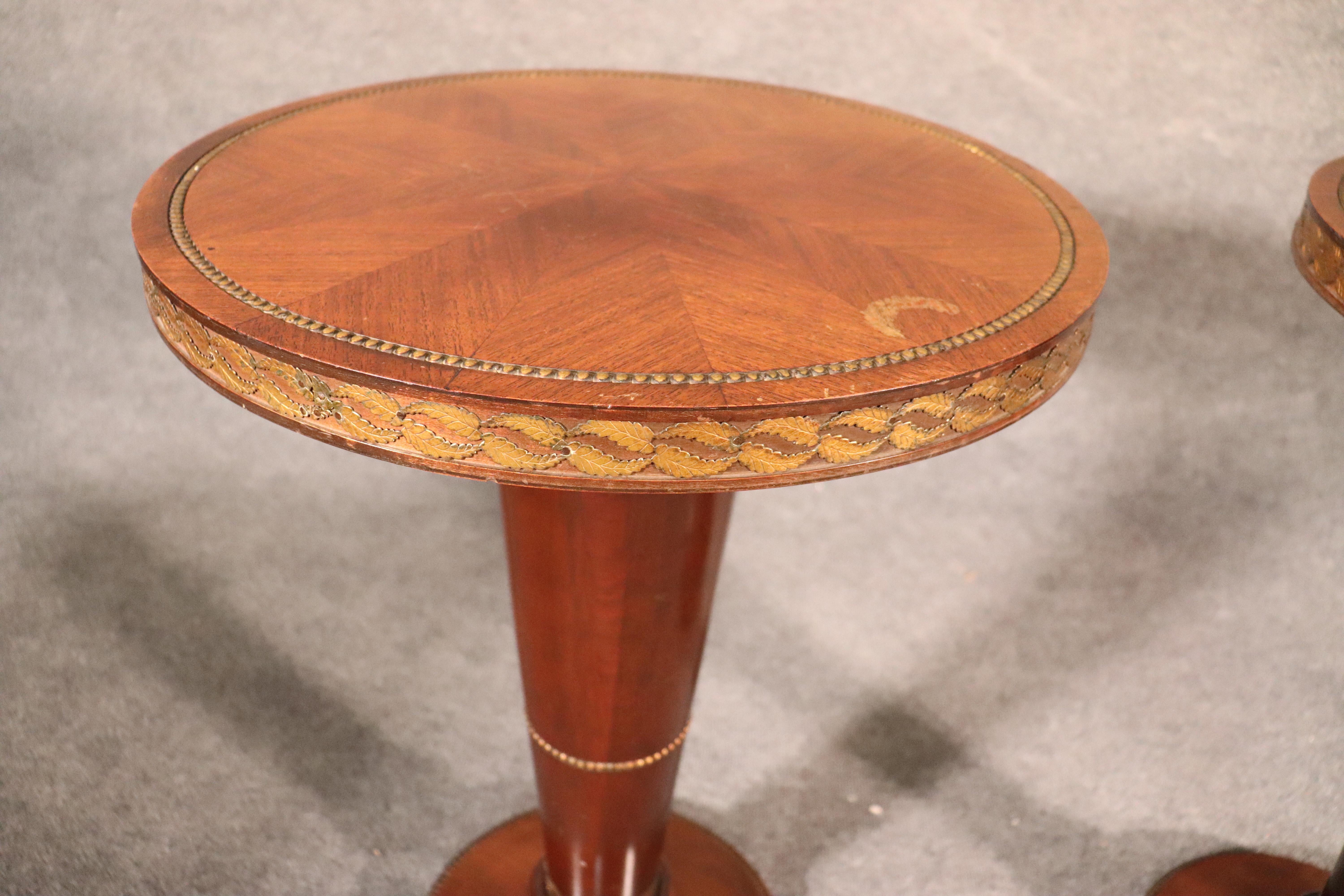 Pair of Grosfeld House Attributed Mahogany and Bronze Mounted Side End Tables 3