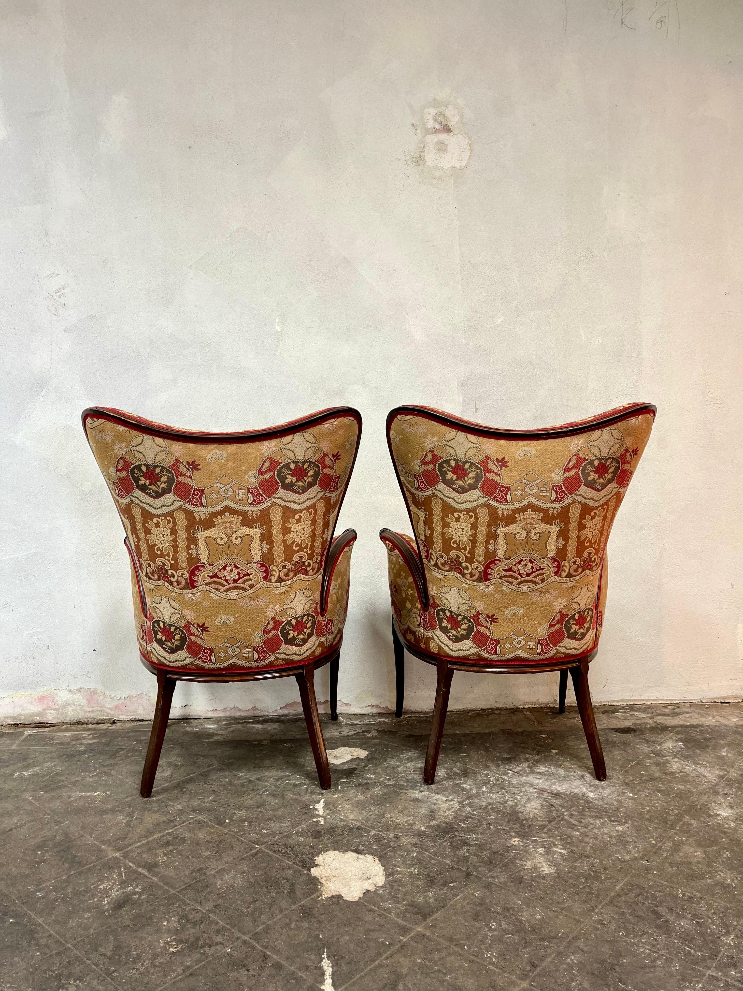 American Pair Grosfeld House Hollywood Regency Mahogany Lounge Armchairs Dorothy Draper
