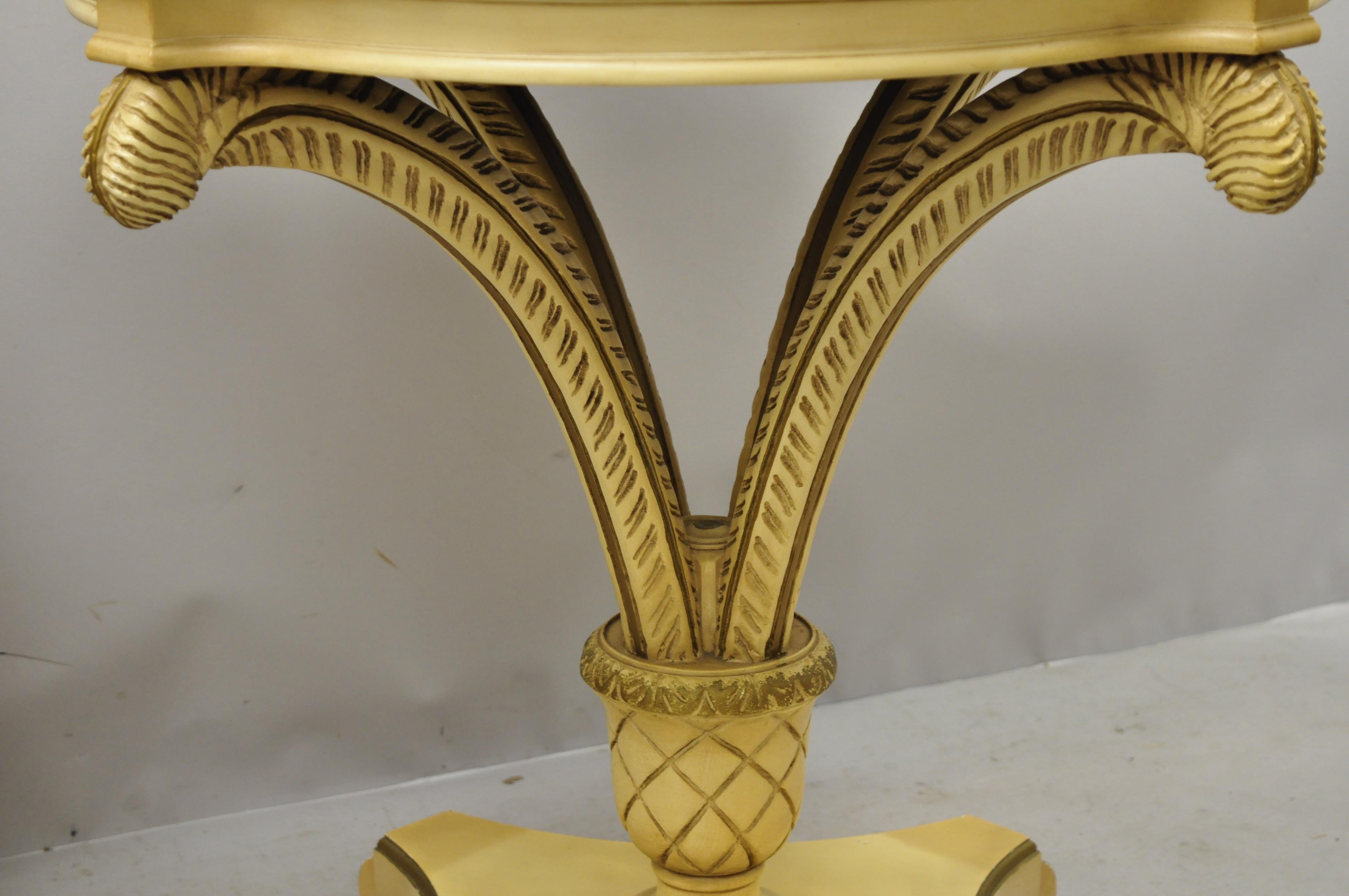 Pair of Grosfeld House Plume Carved Feather Pedestal Regency End Side Tables For Sale 4