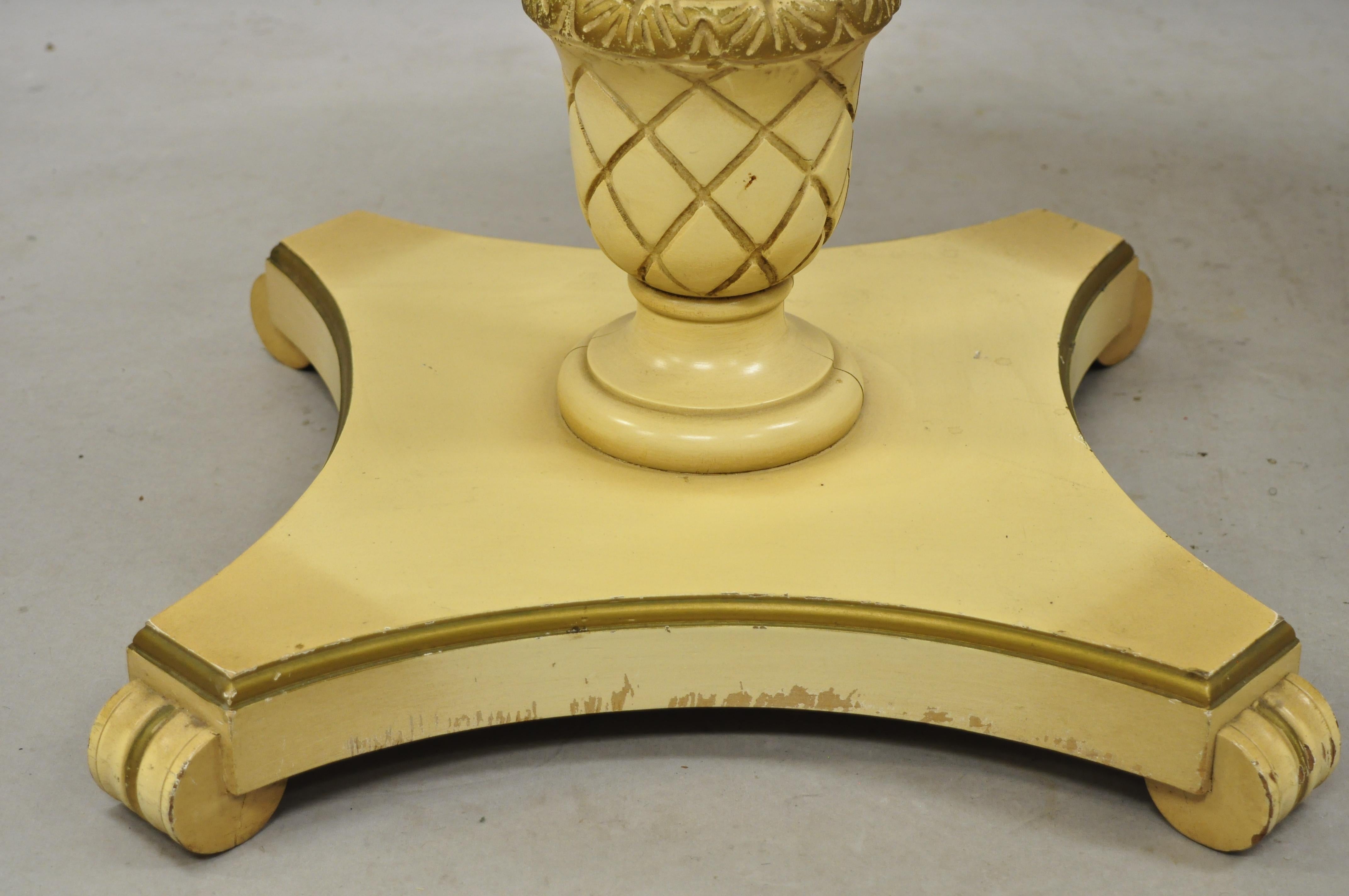 Pair of Grosfeld House Plume Carved Feather Pedestal Regency End Side Tables In Good Condition In Philadelphia, PA