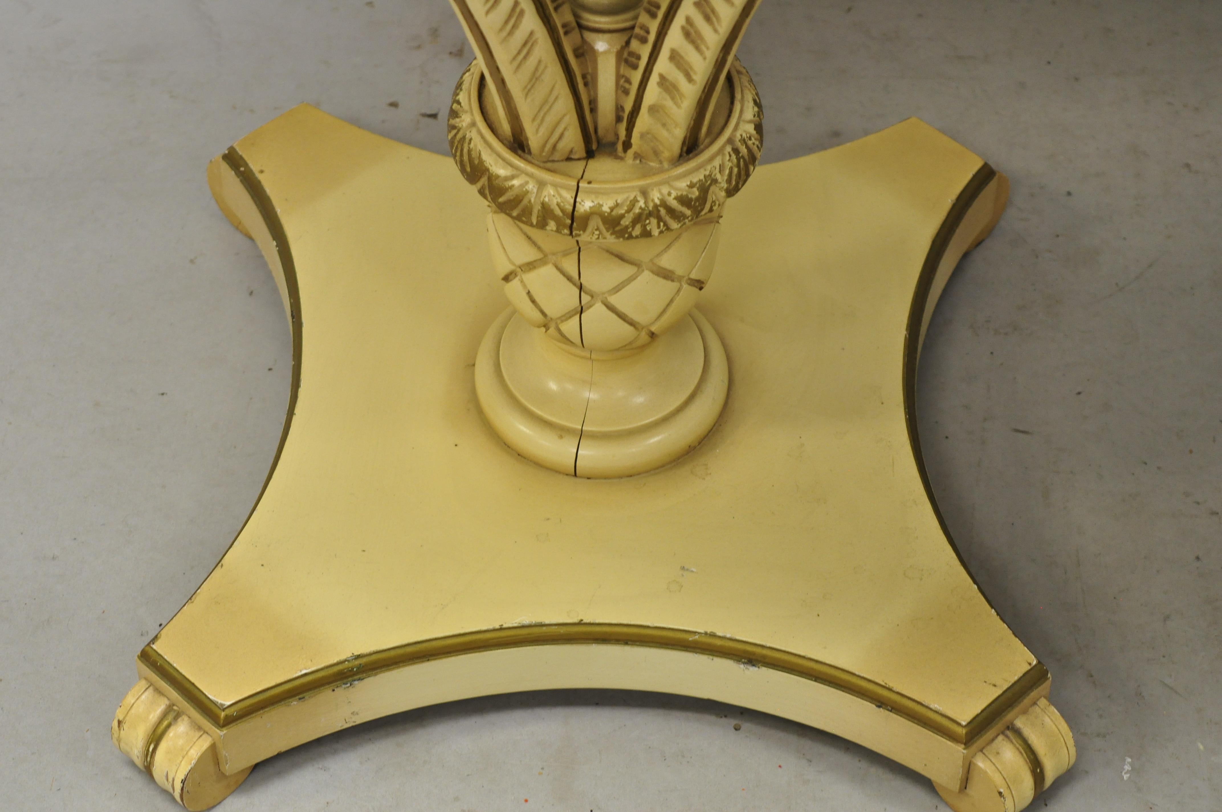 20th Century Pair of Grosfeld House Plume Carved Feather Pedestal Regency End Side Tables