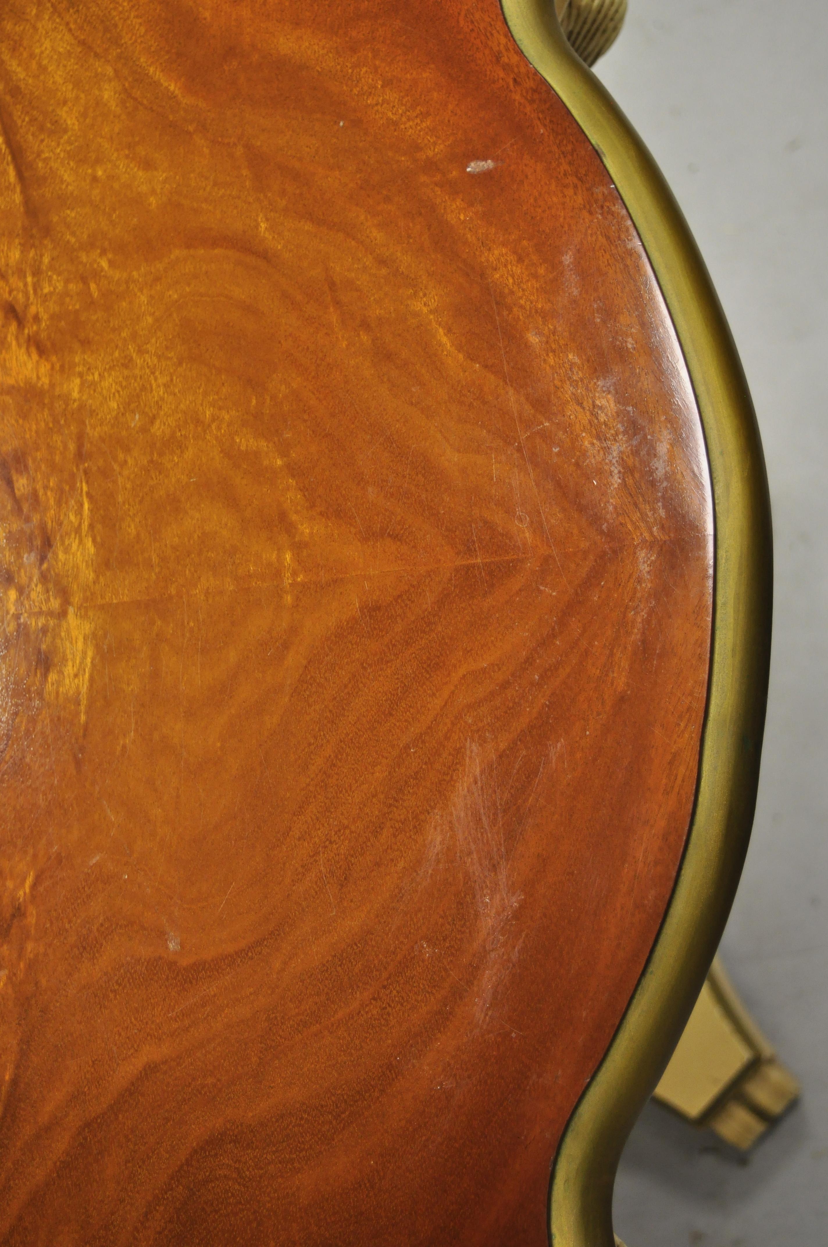 Pair of Grosfeld House Plume Carved Feather Pedestal Regency End Side Tables 2