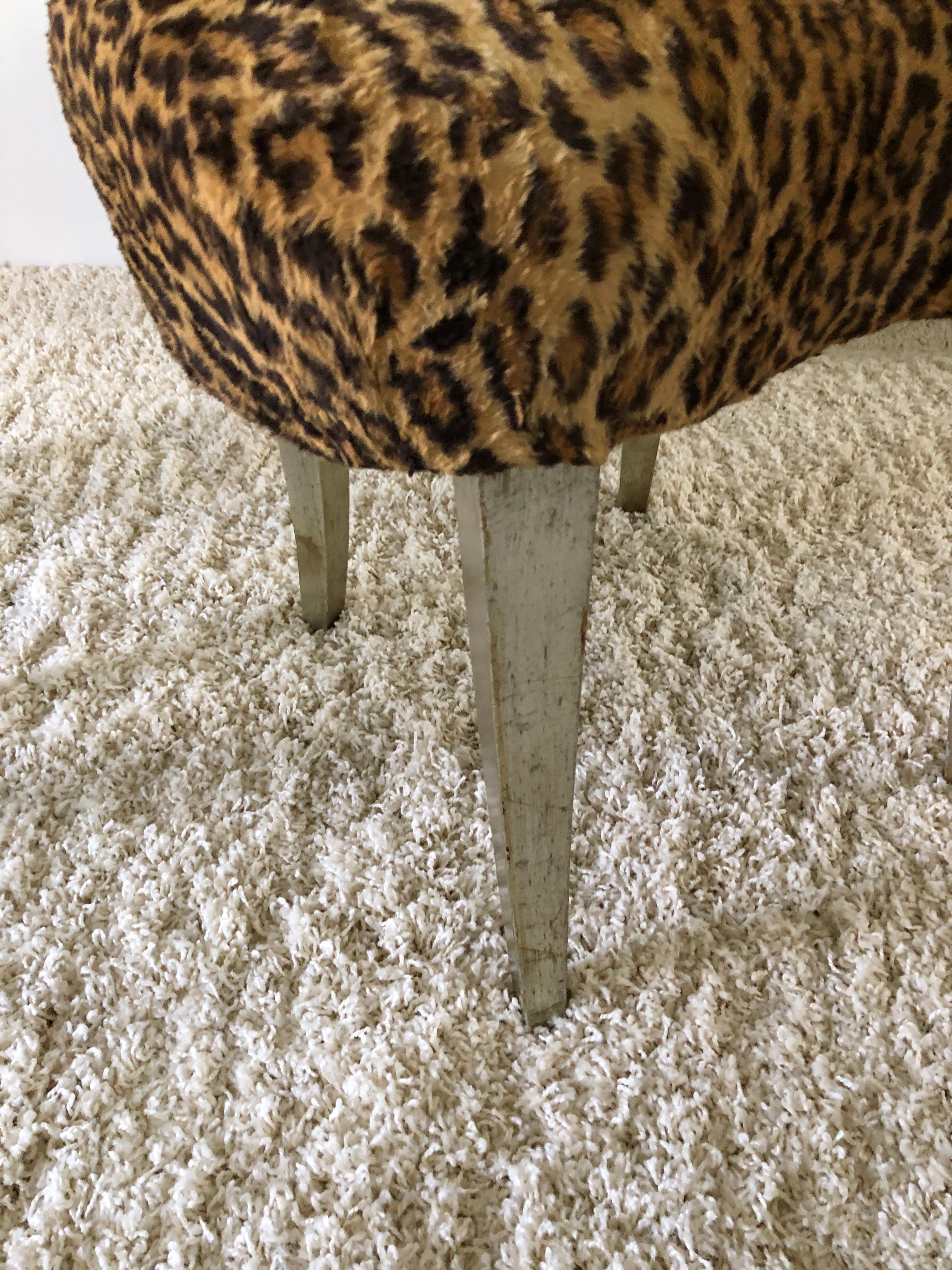 Pair of Grosfeld House Silver Leaf Leopard Tassel Chairs For Sale 7