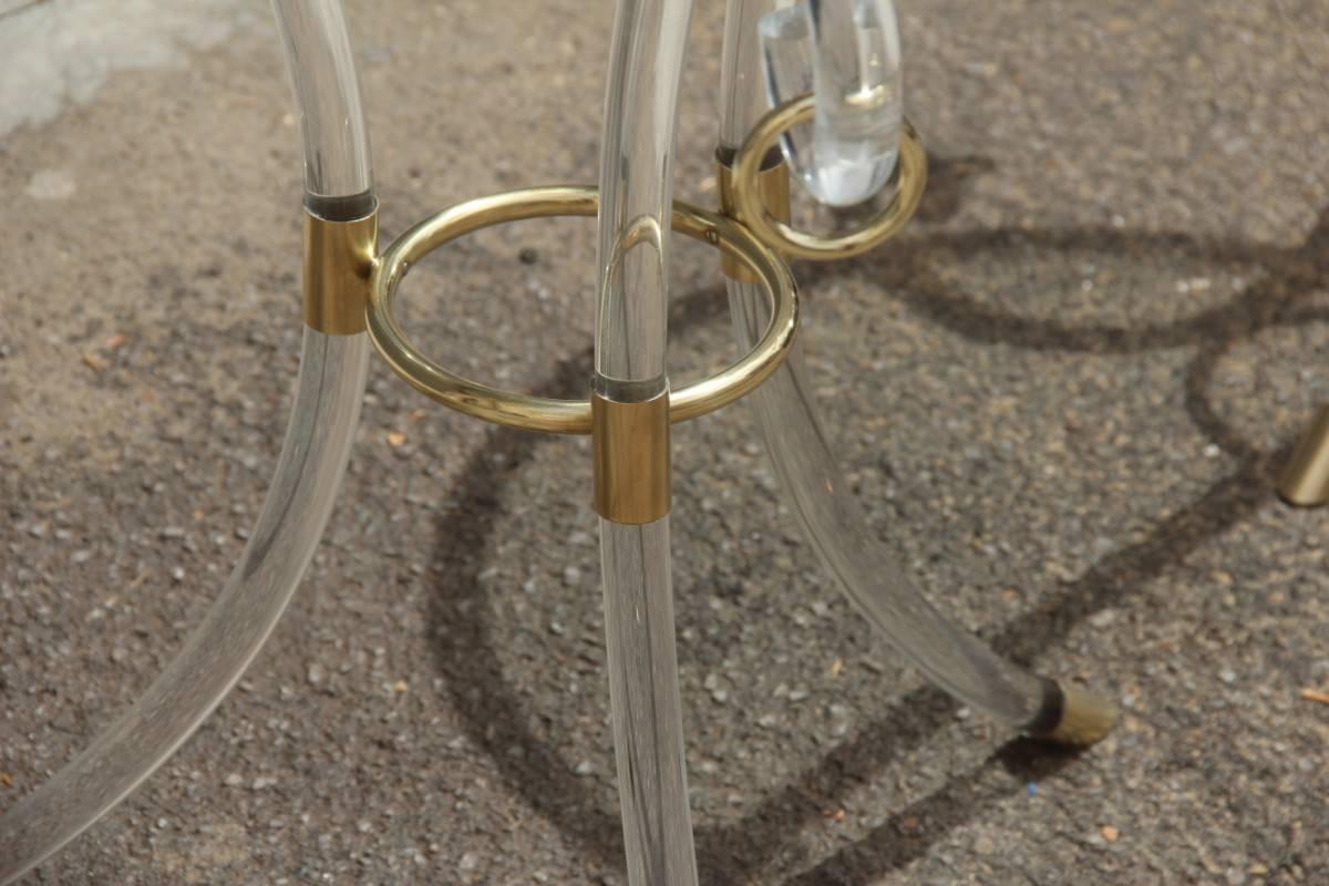 Pair of Gueridon Fabian Design 1980s Italian Brass and Methacrylate 6