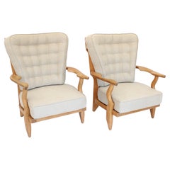 Pair Guillerme et Chambron Oak Petite Repos French Lounge Chairs Votre Maison