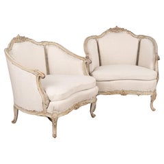 Pair, Gustavian Barrel Back Arm Chairs, Sweden, circa 1910