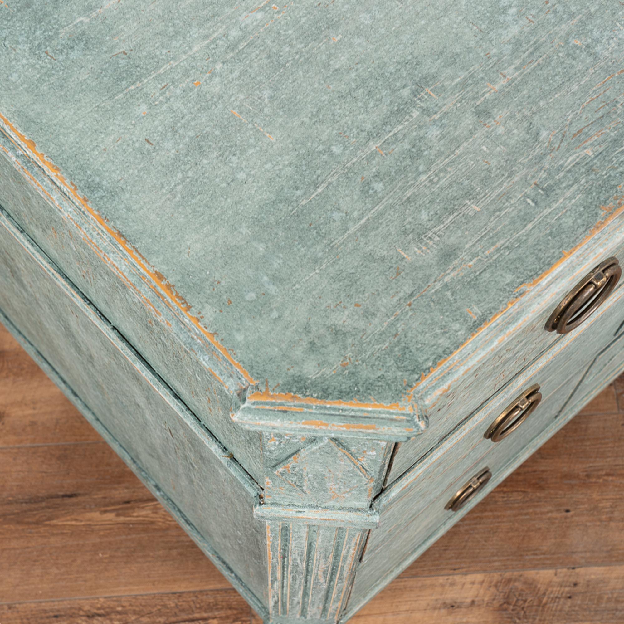 Pair, Gustavian Blue Painted Chest of Drawers, Sweden circa 1860-80 5