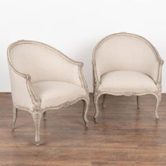 Pair, Gustavian Gray Arm Chairs, Sweden circa 1940