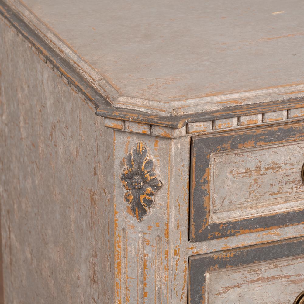 Pine Pair, Gustavian Gray Painted Small Chest of Drawers, Sweden circa 1860-1880