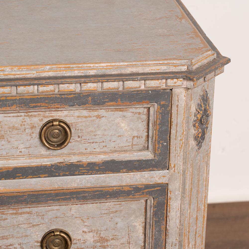 Pair, Gustavian Gray Painted Small Chest of Drawers, Sweden circa 1860-1880 2