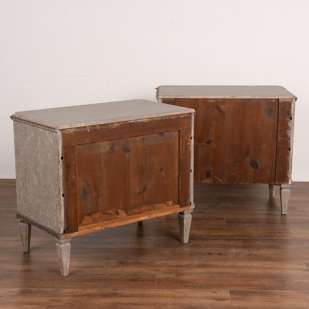 Pair, Gustavian Gray Painted Small Chest of Drawers, Sweden circa 1860-1880 3