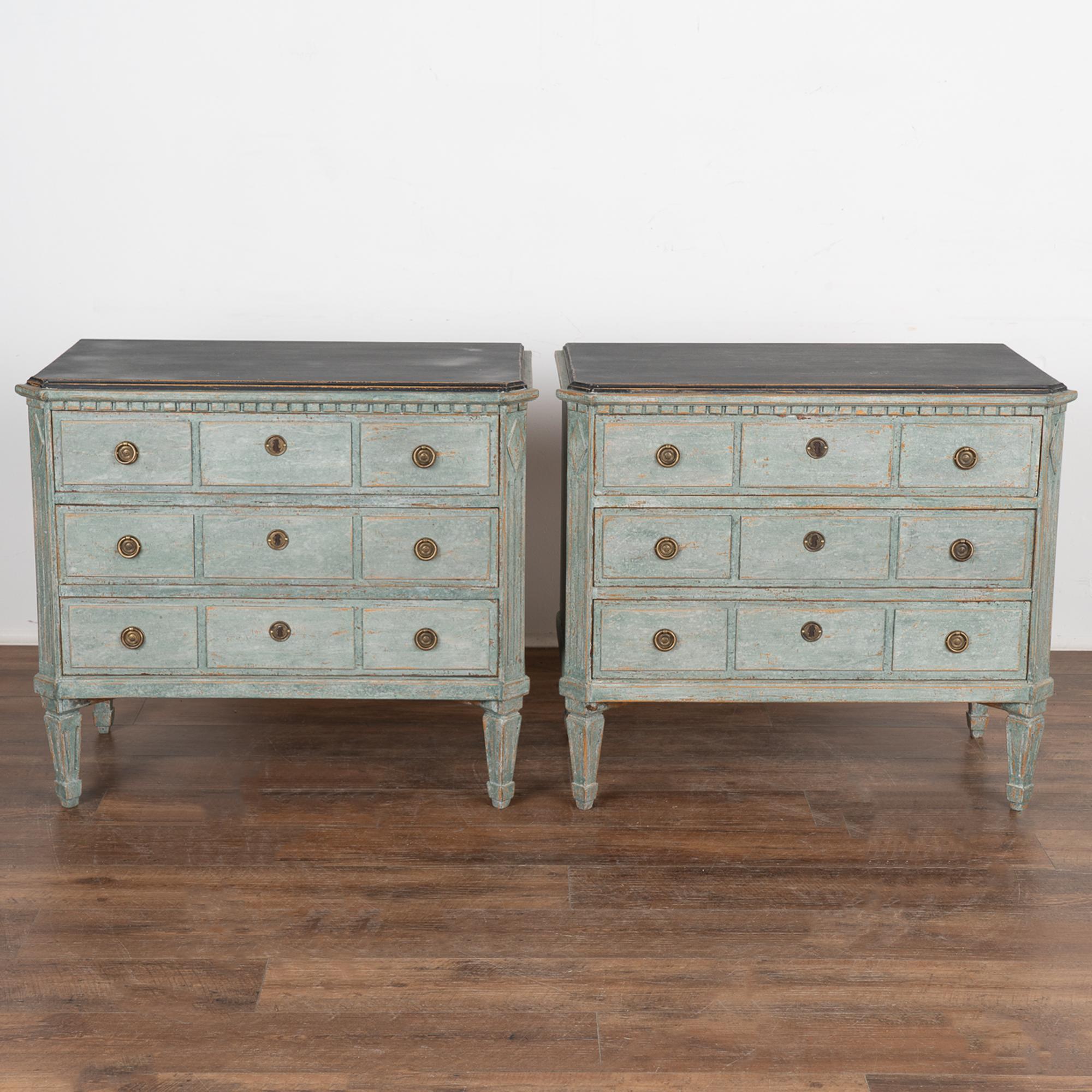 Swedish Pair, Gustavian Painted Chest of Drawers, Sweden circa 1860-80