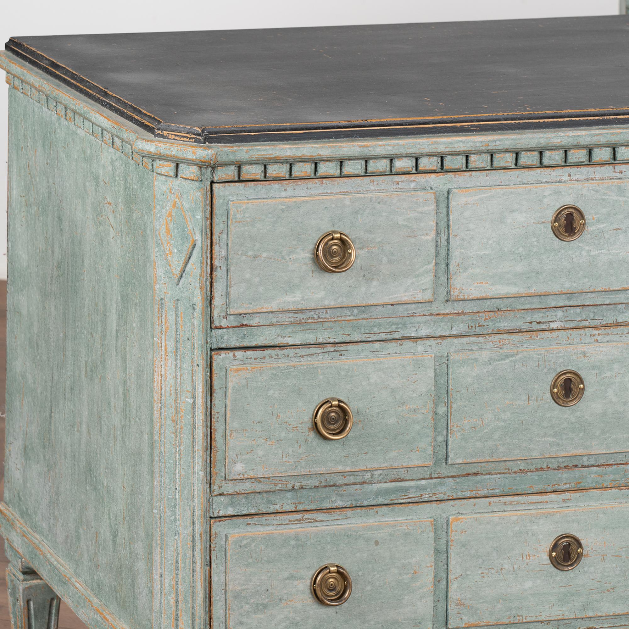 Brass Pair, Gustavian Painted Chest of Drawers, Sweden circa 1860-80